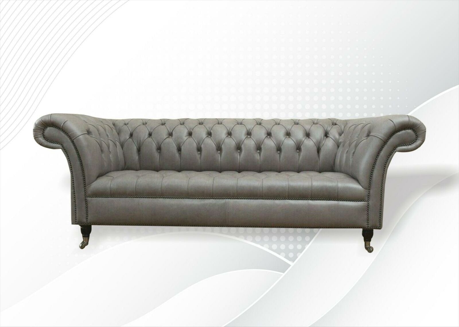 JVmoebel Chesterfield-Sofa Grauer Chesterfield Dreisitzer luxus Couch 3-er Modern Neu, Made in Europe