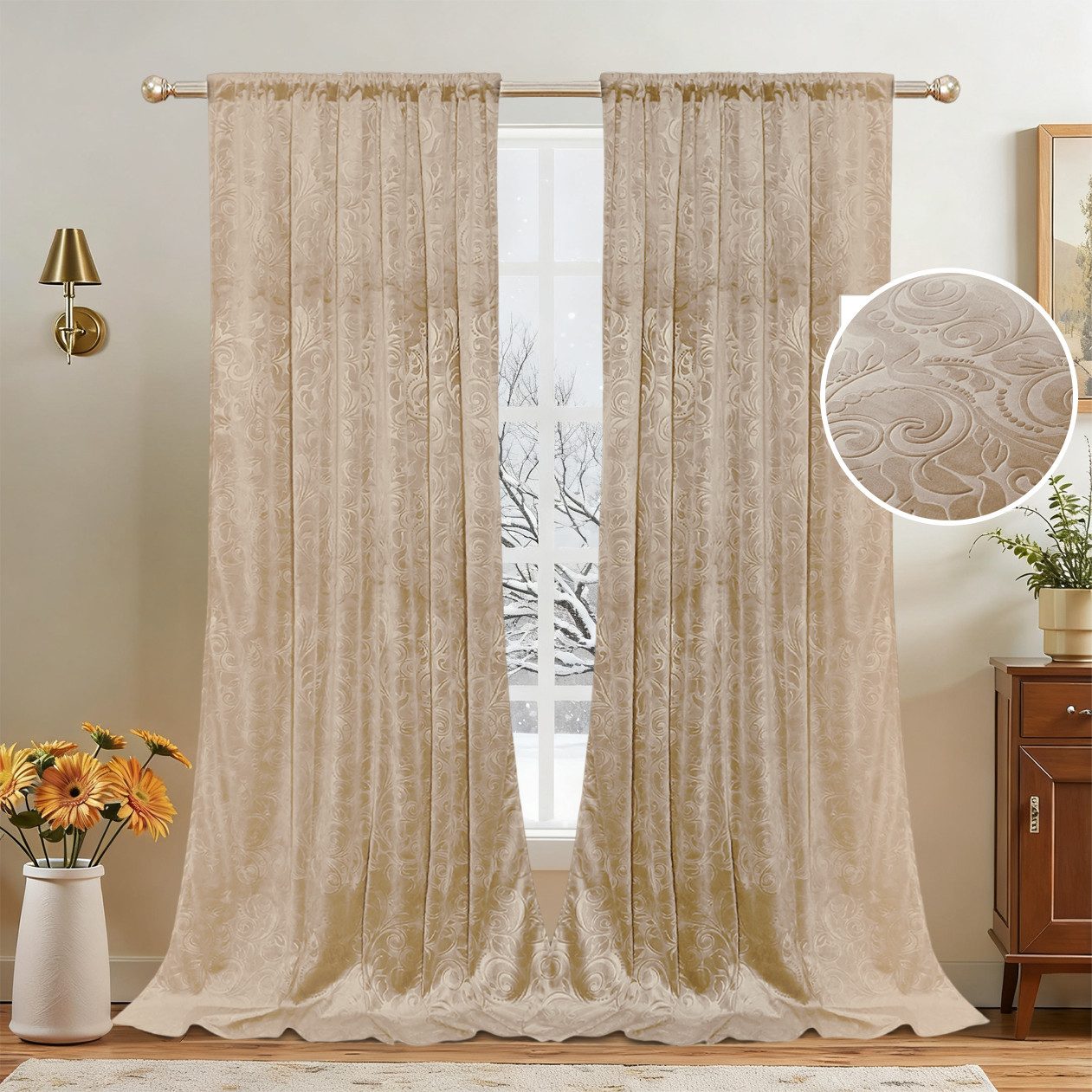 LMaxhome Gardine Samt Zerkleinert Velvet Vorhang günstig online kaufen