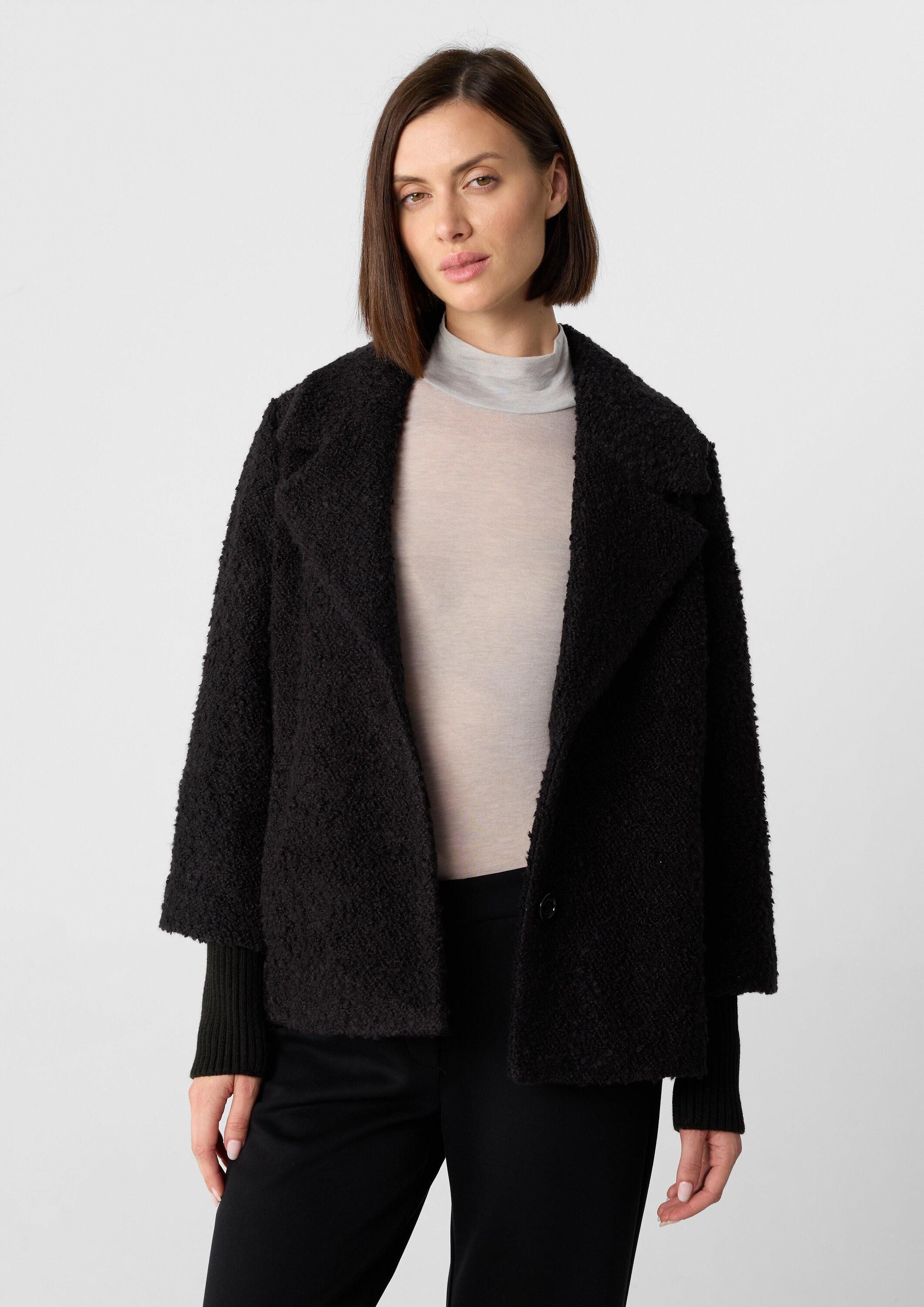 comma Funktionsjacke Outdoor-Jacke Kurze Boucléjacke mit Rippbündchen und R günstig online kaufen