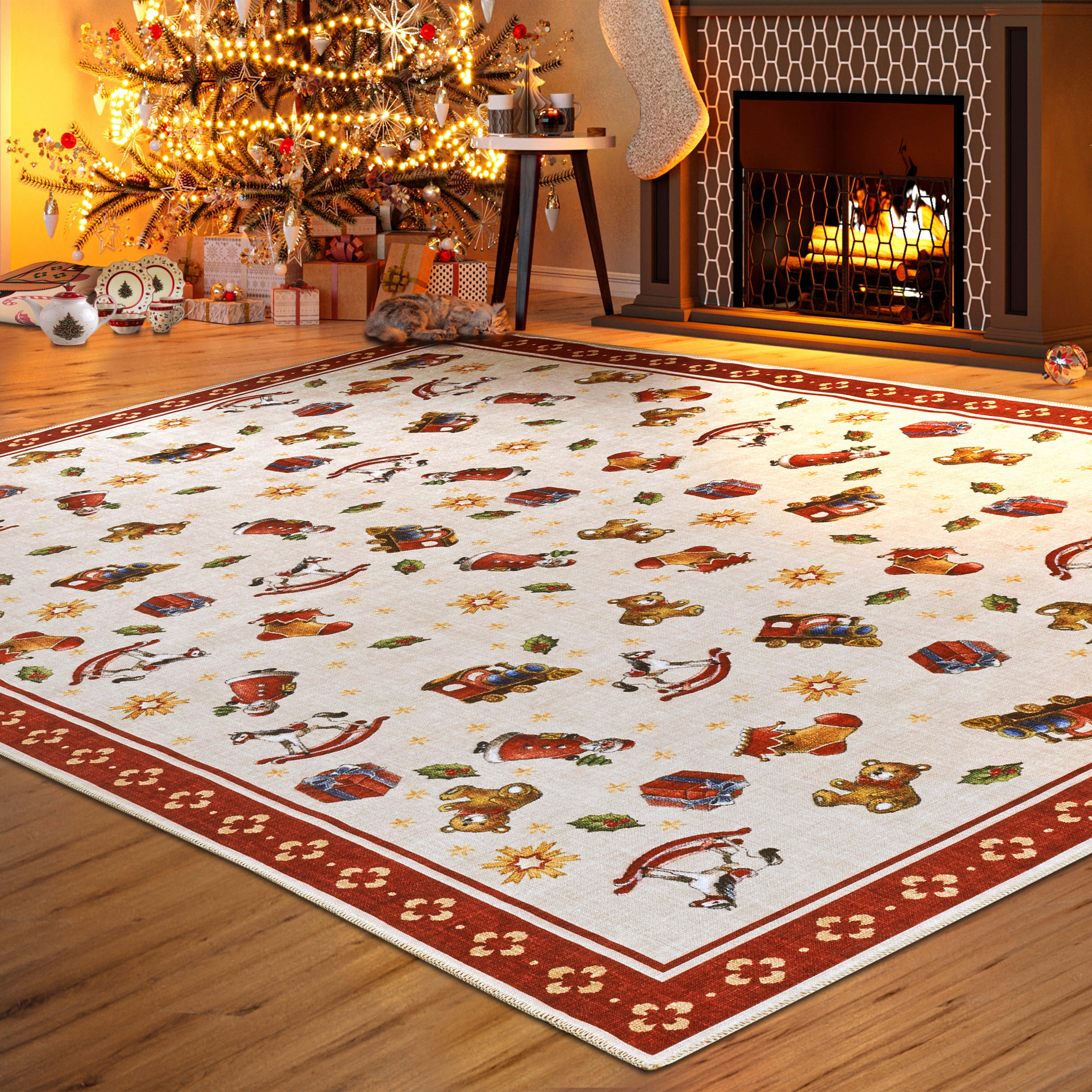 Villeroy & Boch Teppich Nostalgic Toy's Delight, eckig, rund und Läufer, Höhe: 3 mm, Weihnachten, Wohnzimmer, Flur, Geschenk, Toys Delight, Dekoration