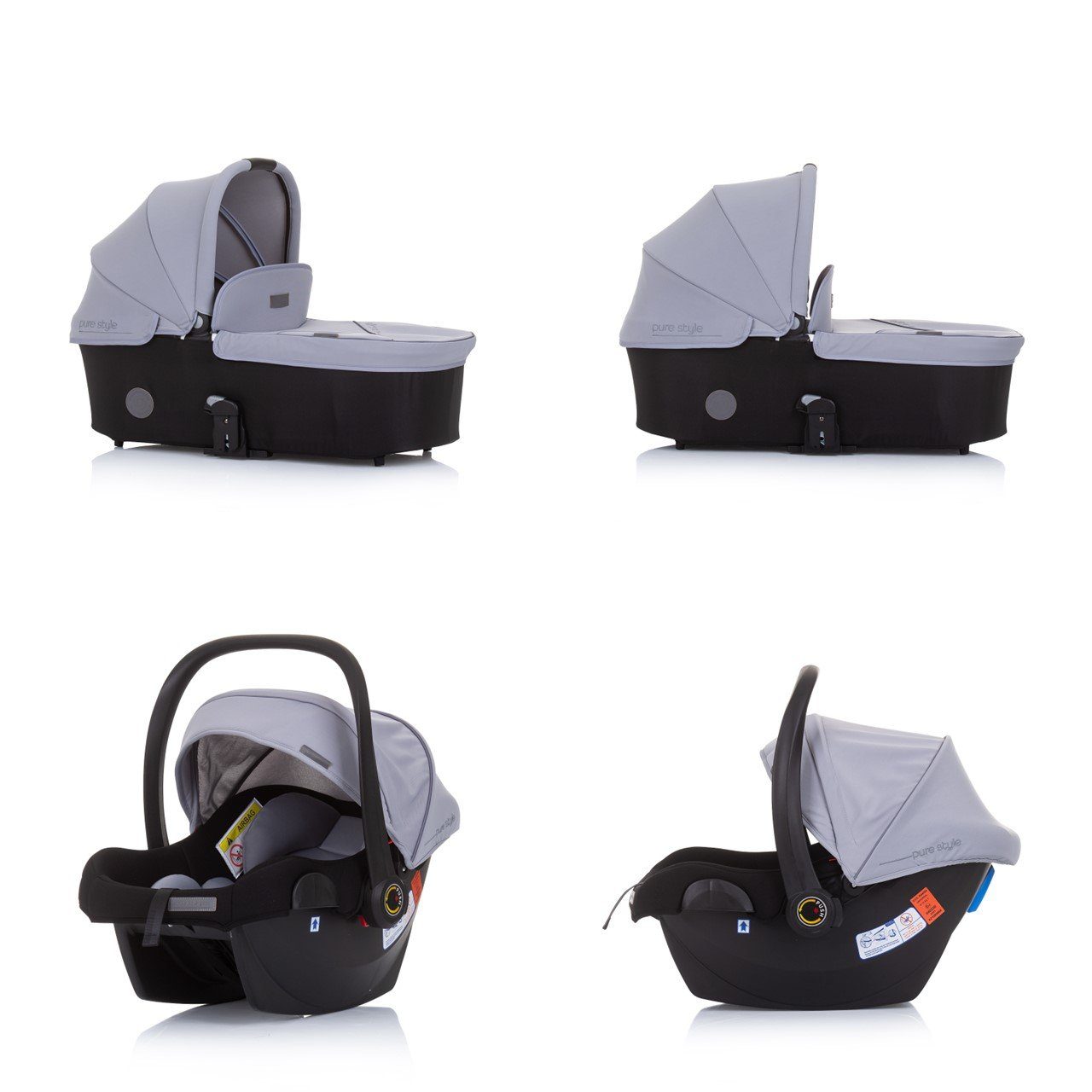 Kinderwagen Autositz, Chipolino in 1, Sportsitz Kombi-Kinderwagen Elite Tragetasche, klappbar, 3 grau/schwarz