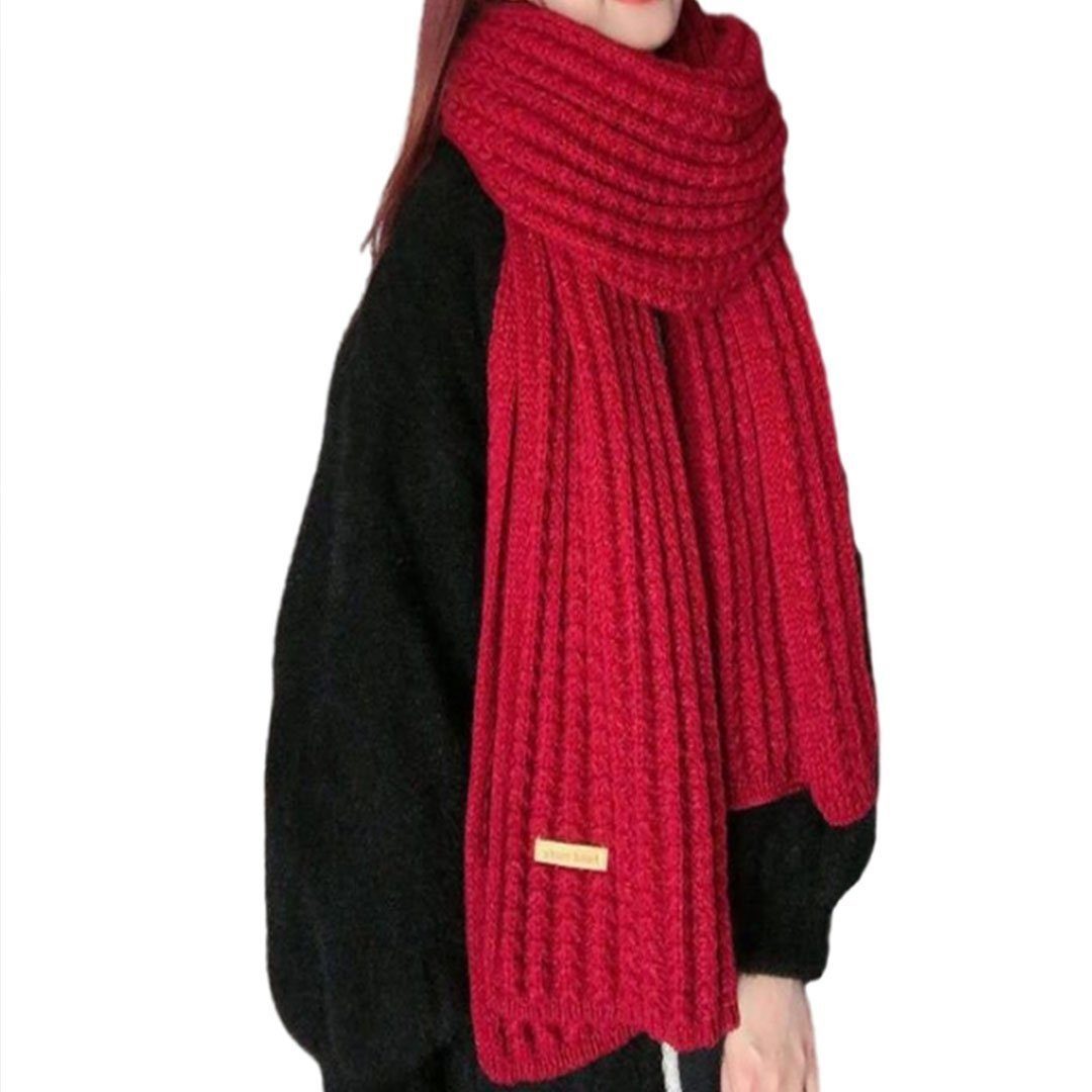 AUKUU Schal Halstuch Damen Winter warmer Strickschal einfarbiger Schal Rotwein