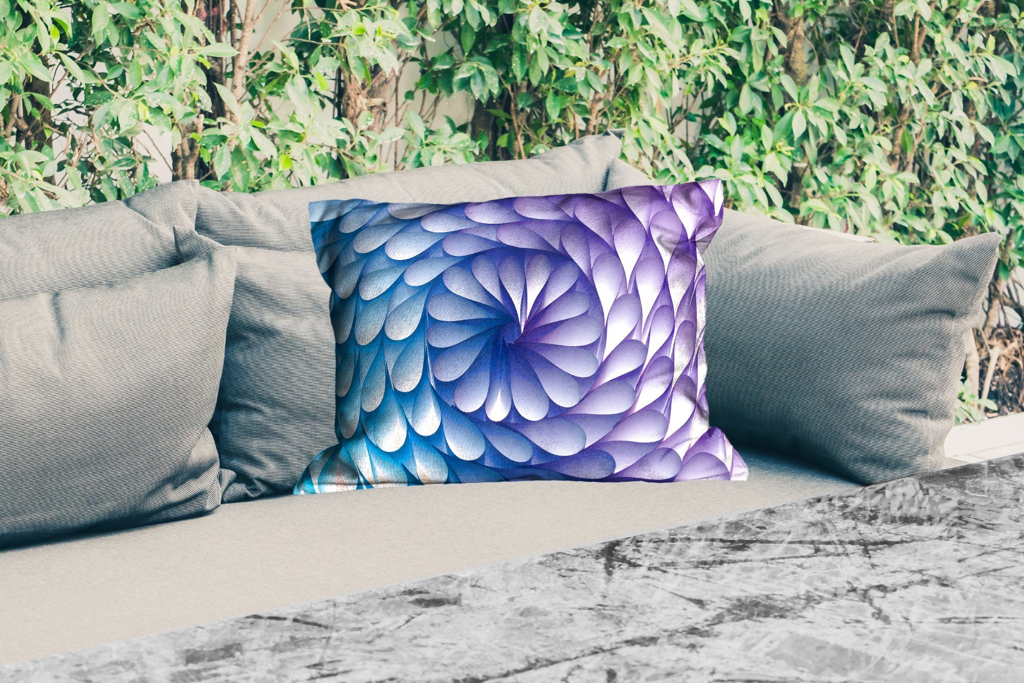 MuchoWow Dekokissen Violette Form einer Polyester, Kissenhülle Spirale, Dekokissenbezug, Outdoor-Dekorationskissen, in Geometrie