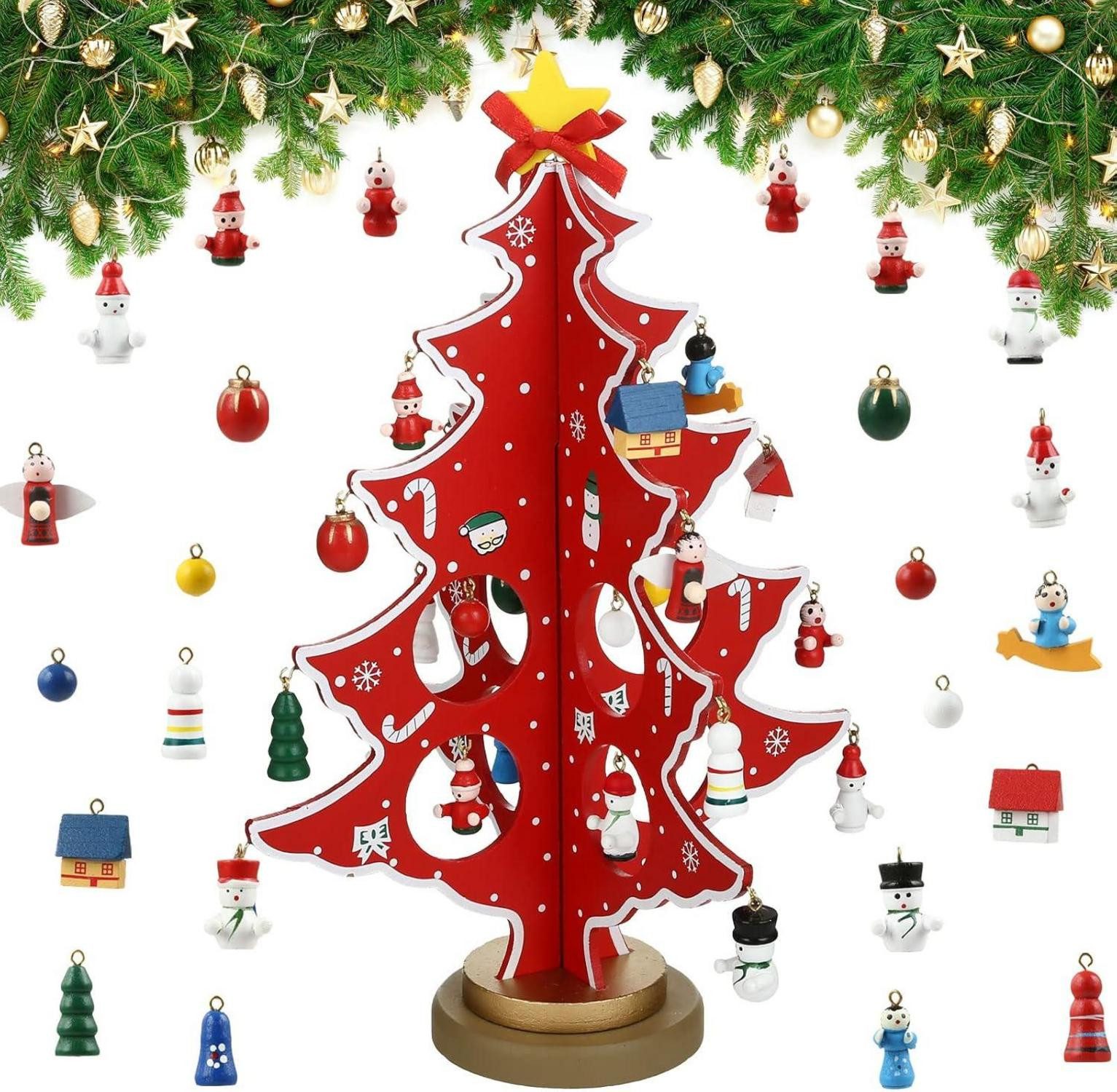 DIY-Adventskalender Mini Weihnachtsbaum Holz Weihnachtsdeko DIY Spielzeug Geschenk für