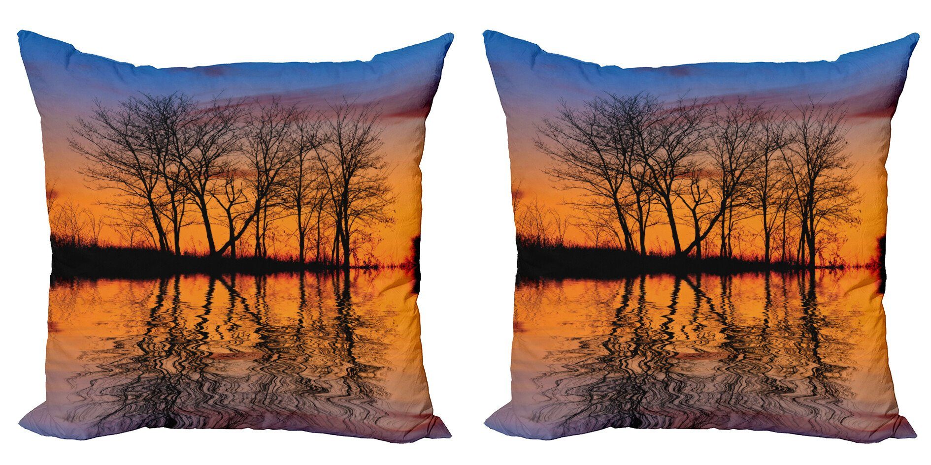 Digitaldruck, See Stück), den Accent Sonnenuntergang Modern Abakuhaus durch (2 Natur Doppelseitiger Kissenbezüge