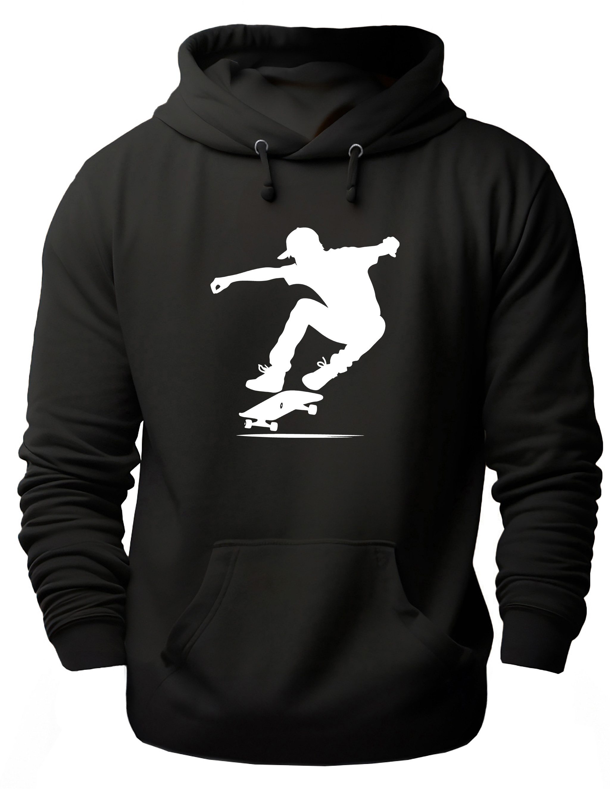 Hoodie Skater Kapuzen Pulli - springender Skateboarder Silhouette