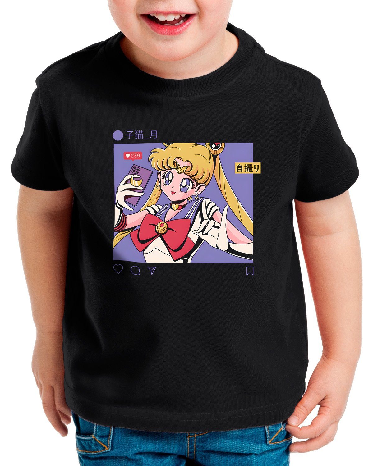 style3 Print-Shirt Kinder T-Shirt Selfie Bunny sailor moon anime manga cosplay crystal