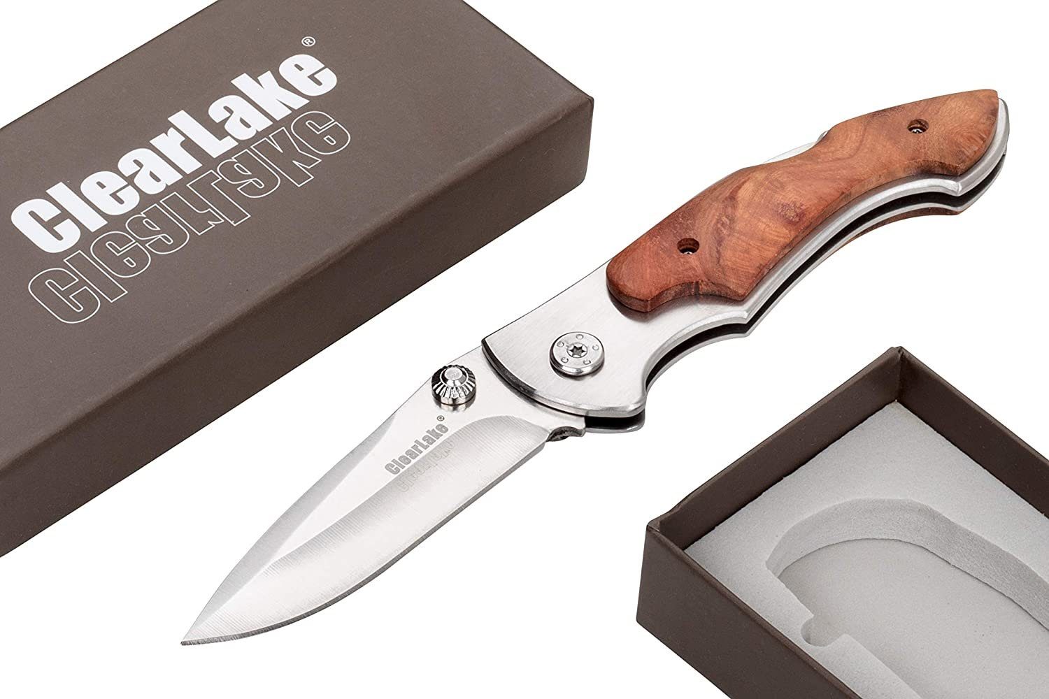 ClearLake Taschenmesser Hiker, (1 St), 7CR17, Griffschalen aus Ulmenholz