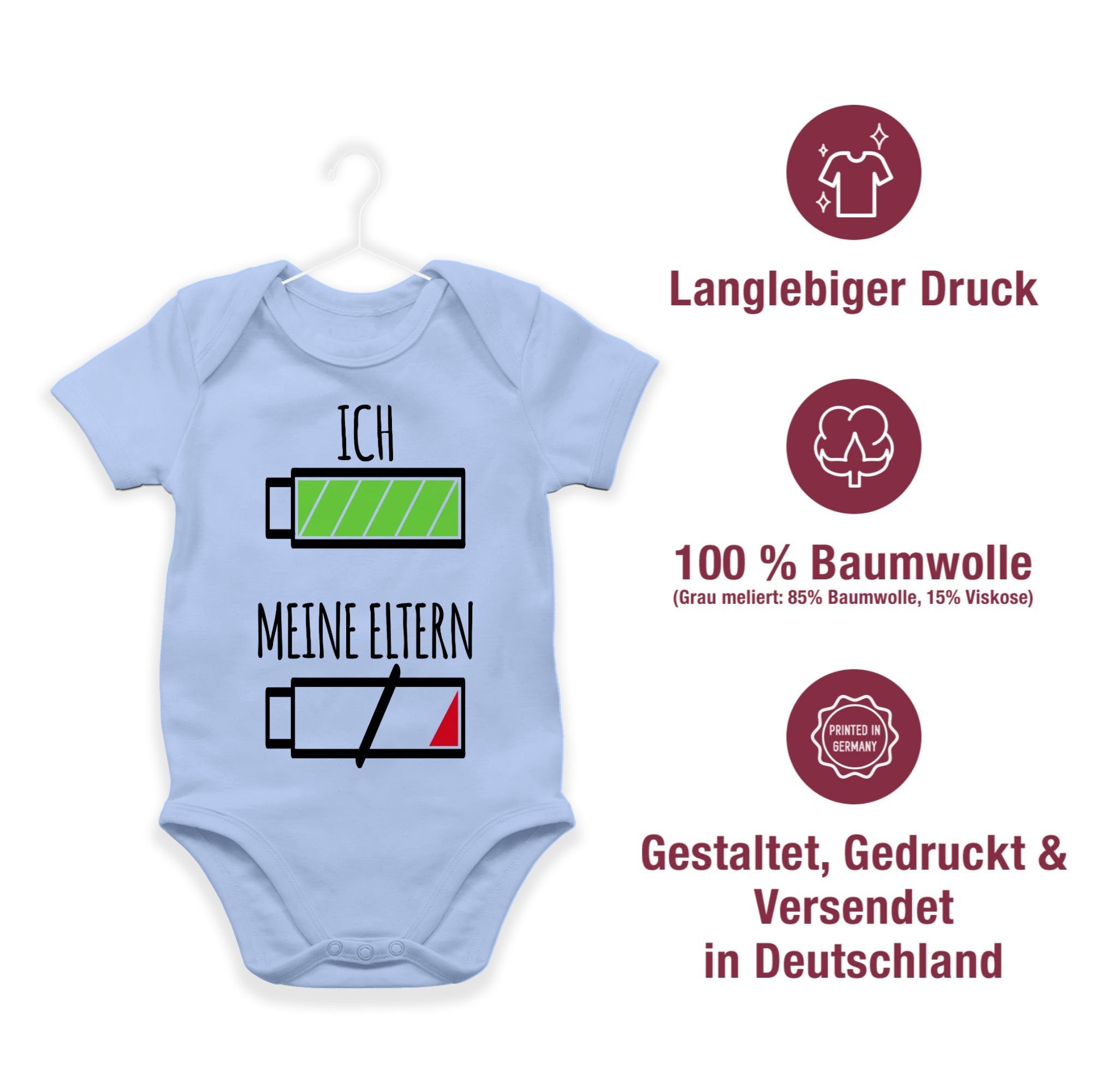 Mädchen meine Ich Junge Batterie Baby Strampler Shirtbody Babyblau Shirtracer 2 und Eltern &