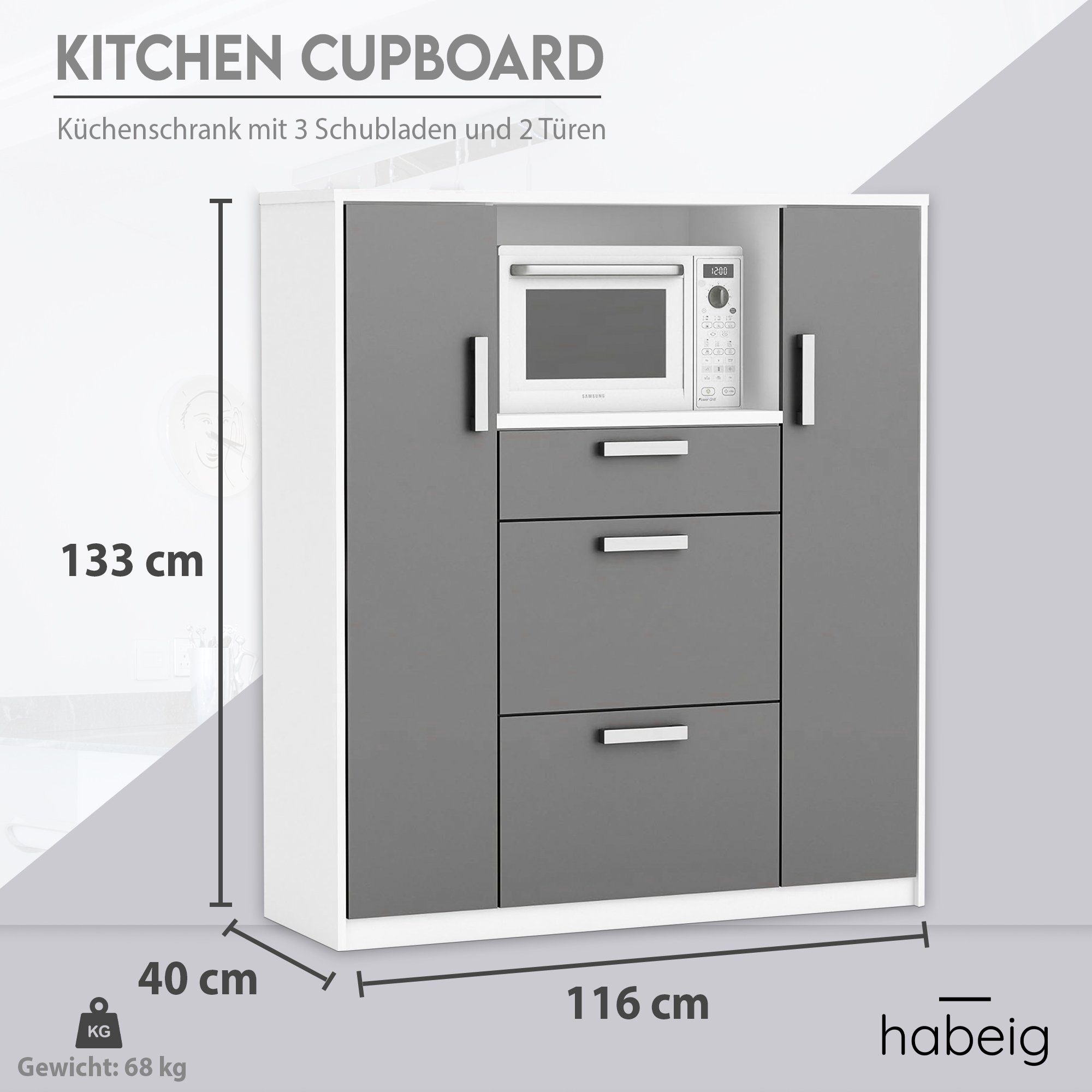 habeig Küchenbuffet Küchenschrank Singleküche Küchenregal Schrank günstig online kaufen