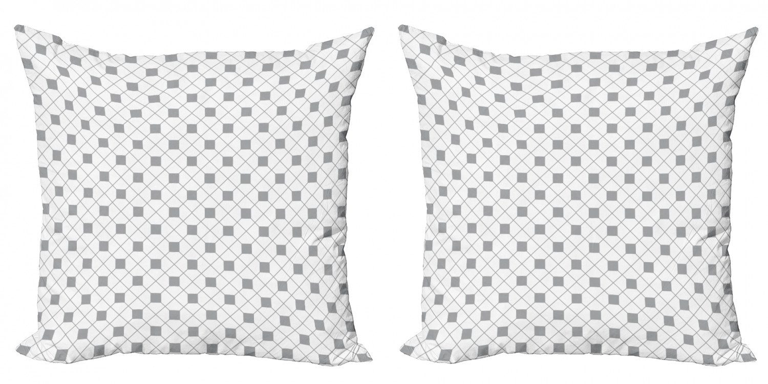 Kissenbezüge Modern Accent Doppelseitiger Digitaldruck, Geometric gestreiftes (2 grau Stück), Checkered Abakuhaus