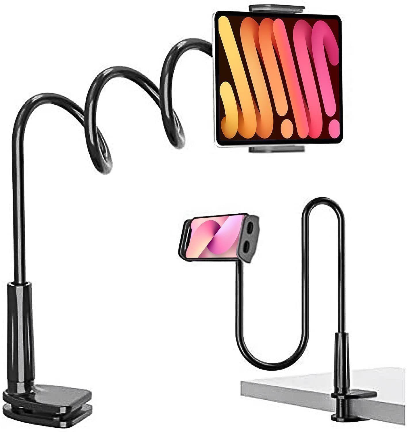 IBETTER Handy-Halterung Bett Telefon Halter, 80mm Clip Halter, bequem und schnell, (bis 10,50 Zoll, Flexible Lang Arm Handy Halterung Tisch, 360 Grad Drehung Handy Flacher Ständer, Handyständer am Nachttisch, robust und langlebig, höhenverstellbar für mehrere Gänge, faltbarer Ständer, einfach zu tragen., Smarter Tablet-Ständer mit Fernbedienung der Kamera, kombiniert mit guter Hitze- und Niedrigtemperaturbeständigkeit)
