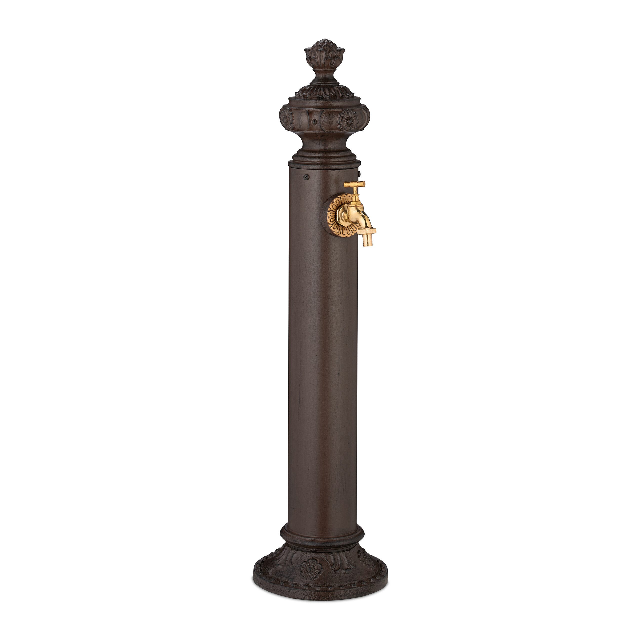 relaxdays Gartenbrunnen Standbrunnen antik 87 cm, braun