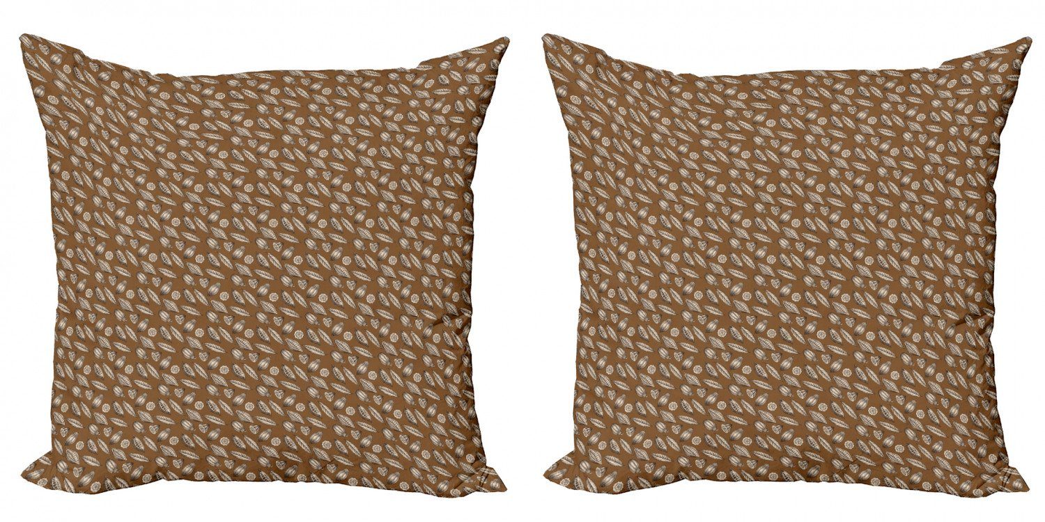 Kakaobohnen Digitaldruck, Abakuhaus Erdfarben Accent Blätter Stück), (2 Kissenbezüge Modern Doppelseitiger