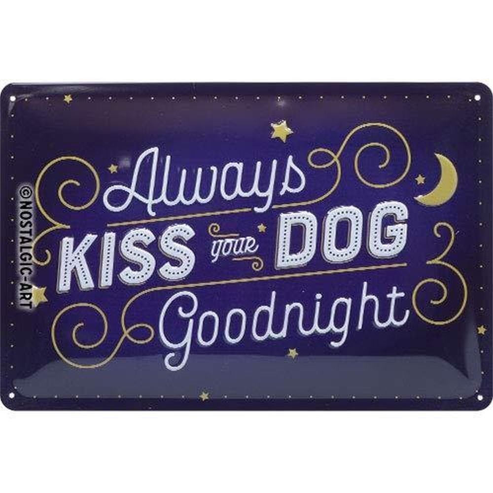 Metallschild Blechschild 20 x 30cm - PfotenSchild - Kiss Your Dog