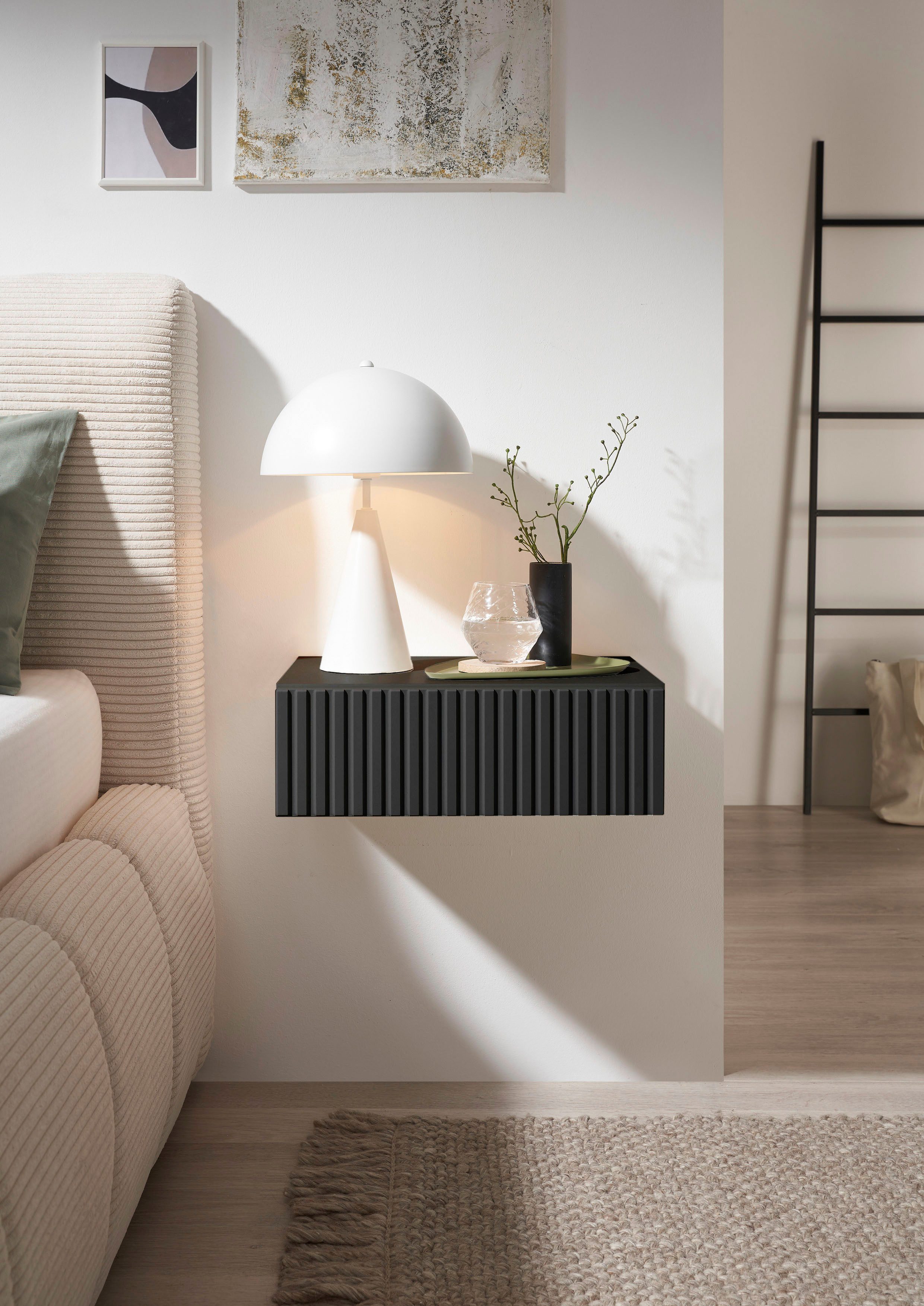 Schlafkontor Nachtkommode Taboni Nachttisch, Nachtkonsole mit Push-to-open, Wandmontage