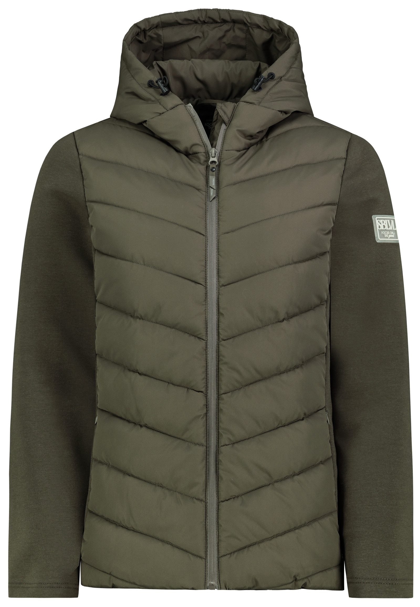 SUBLEVEL Steppjacke Damen Hybrid Jacke Leichte Übergangsjacke Kapuzenjacke Gesteppte Stepp-Front & Sweat-Ärmel, Outddor