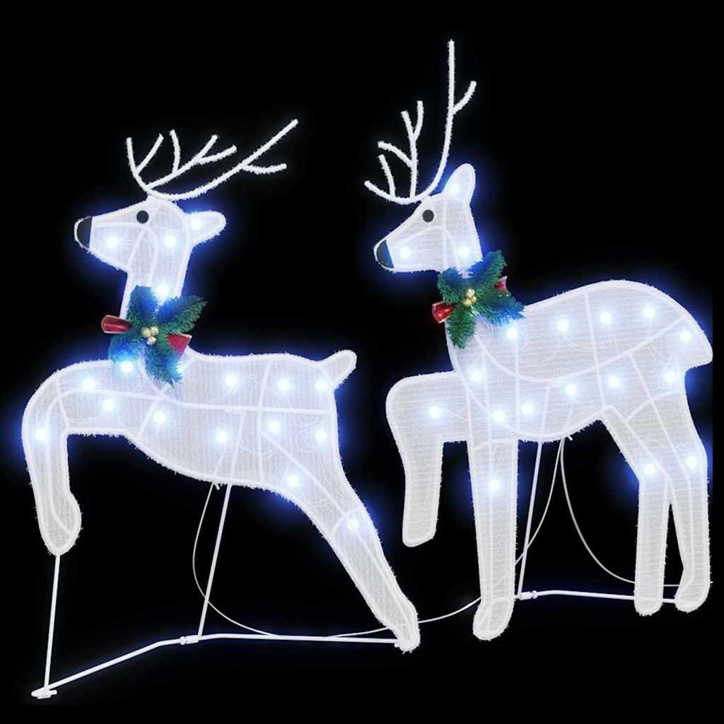 vidaXL Christbaumschmuck LED Rentiere 2 pcs Kalter Weiß 45 x 19 x 65 cm Stoff (2-tlg)