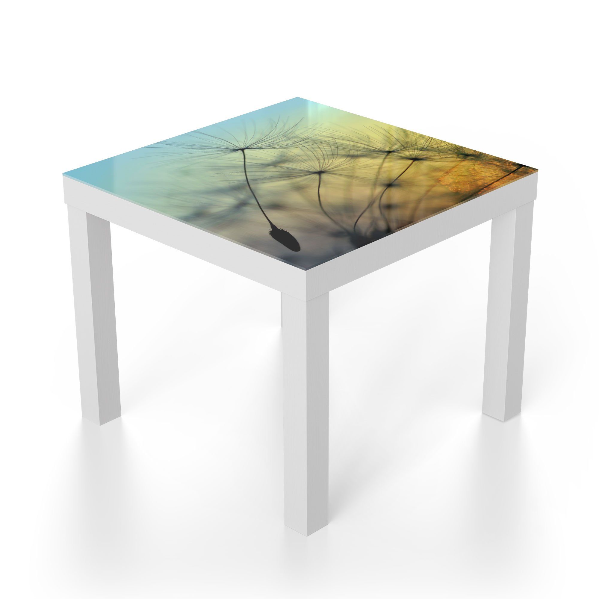 Glastisch 'Schirmchen Weiß modern Beistelltisch Glas Couchtisch in Abendsonne', DEQORI