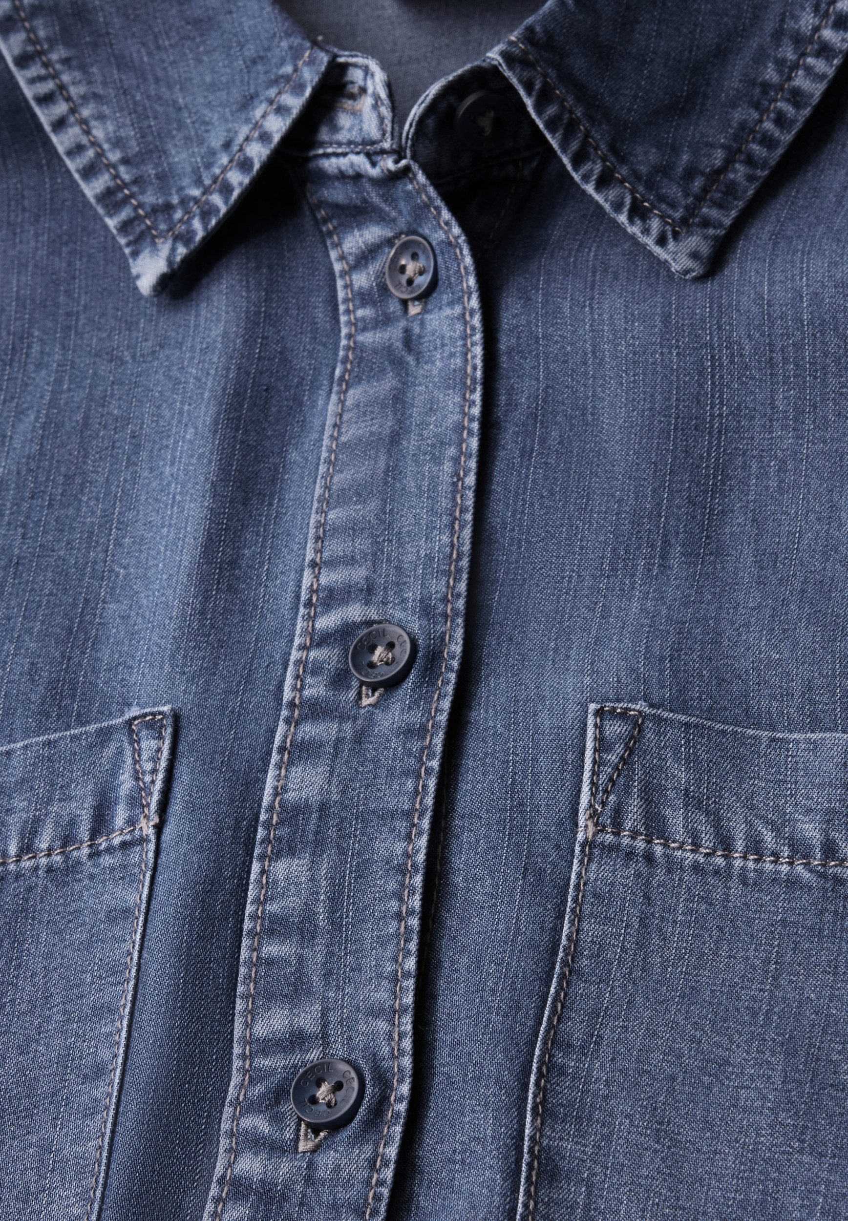CECIL Klassische Bluse Denim Look Blouse günstig online kaufen