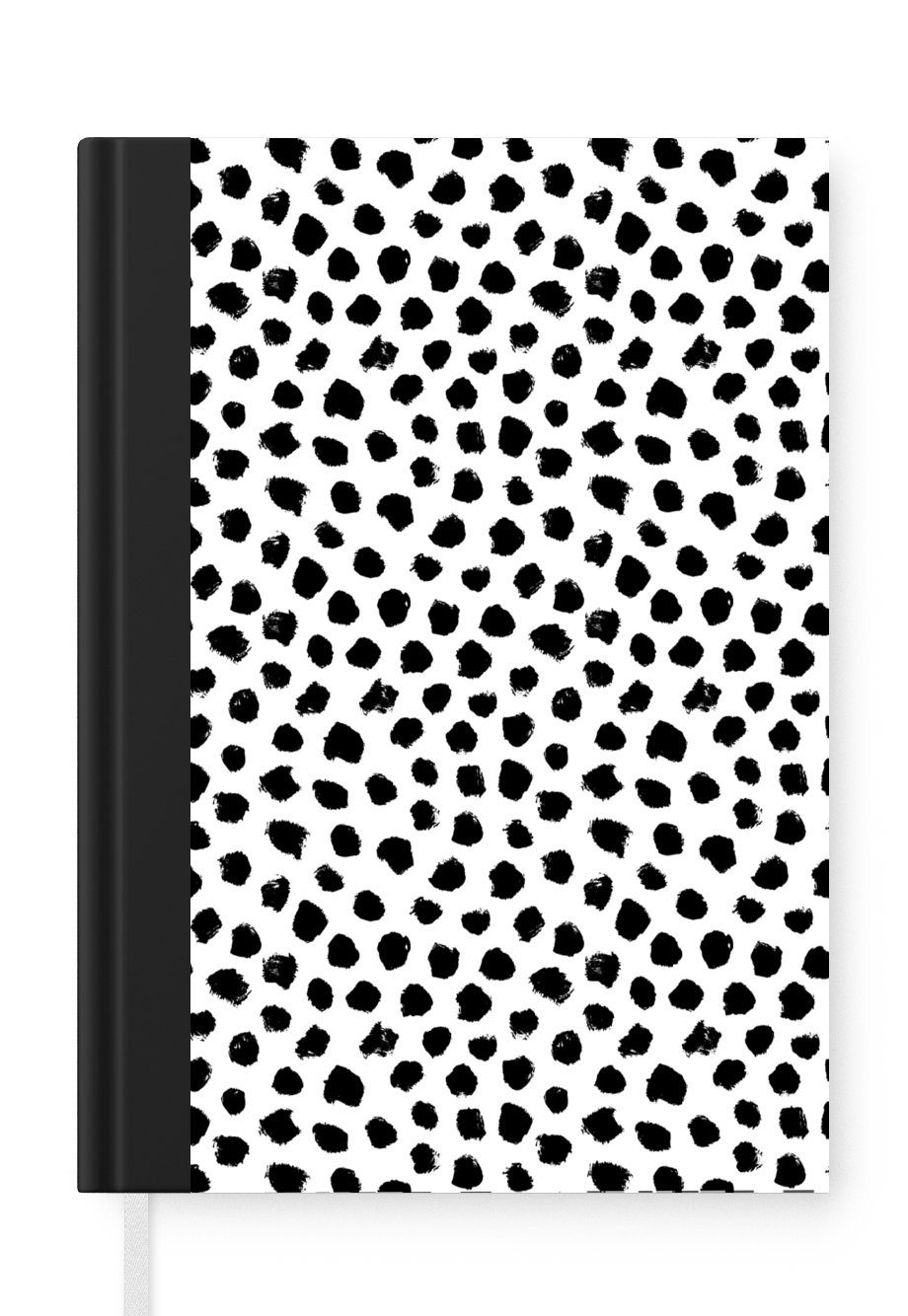 MuchoWow Notizbuch Polka dots - Schwarz und Weiß - Muster, Journal, Merkzettel, Tagebuch, Notizheft, A5, 98 Seiten, Haushaltsbuch