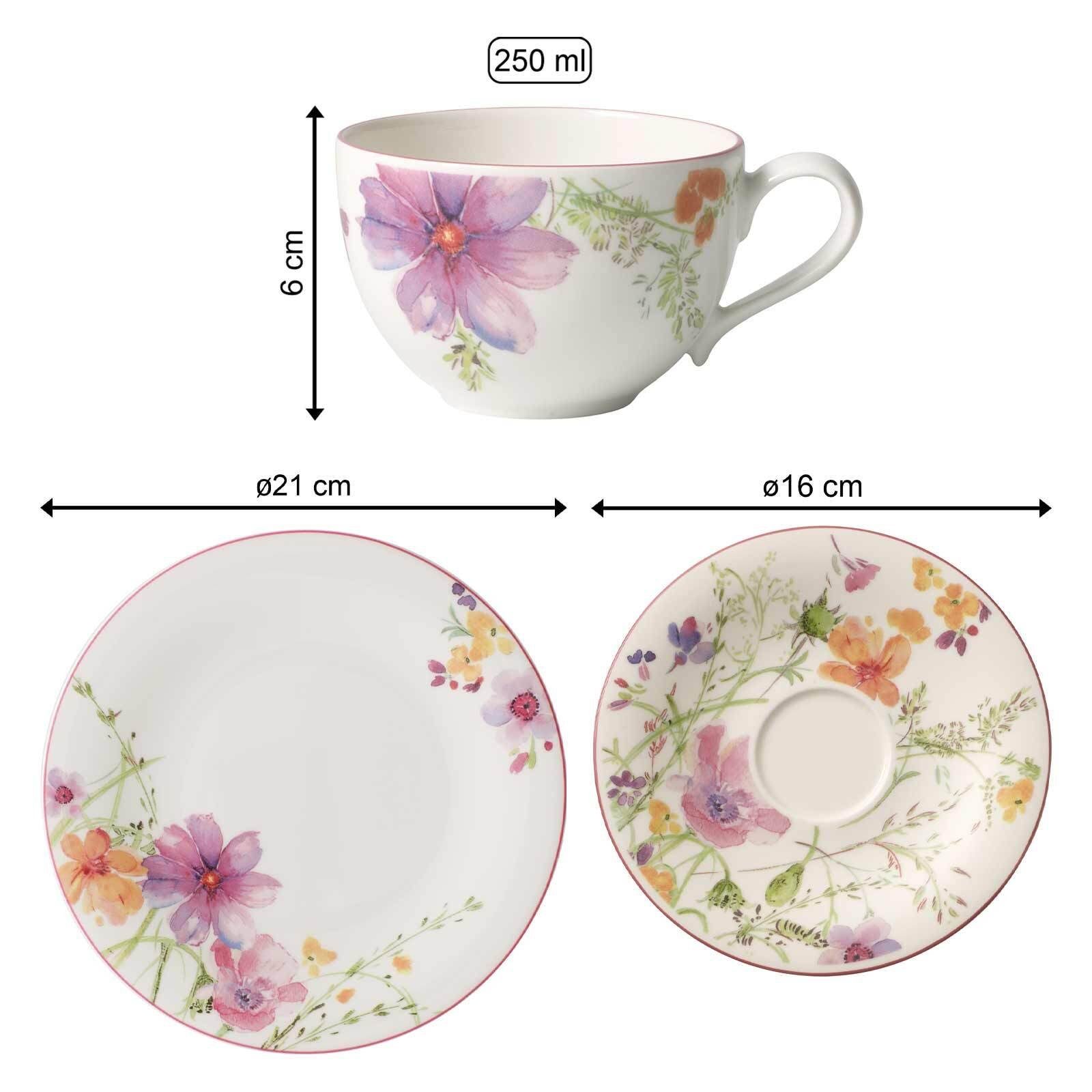 Villeroy & Boch Kaffeeservice Mariefleur Basic Kaffeeservice 18er Set (18-tlg), 6 Personen, Porzellan