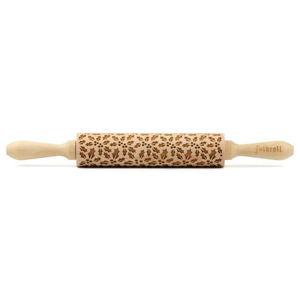 folkroll Teigroller Stechpalme medium 37 cm Buchenholz