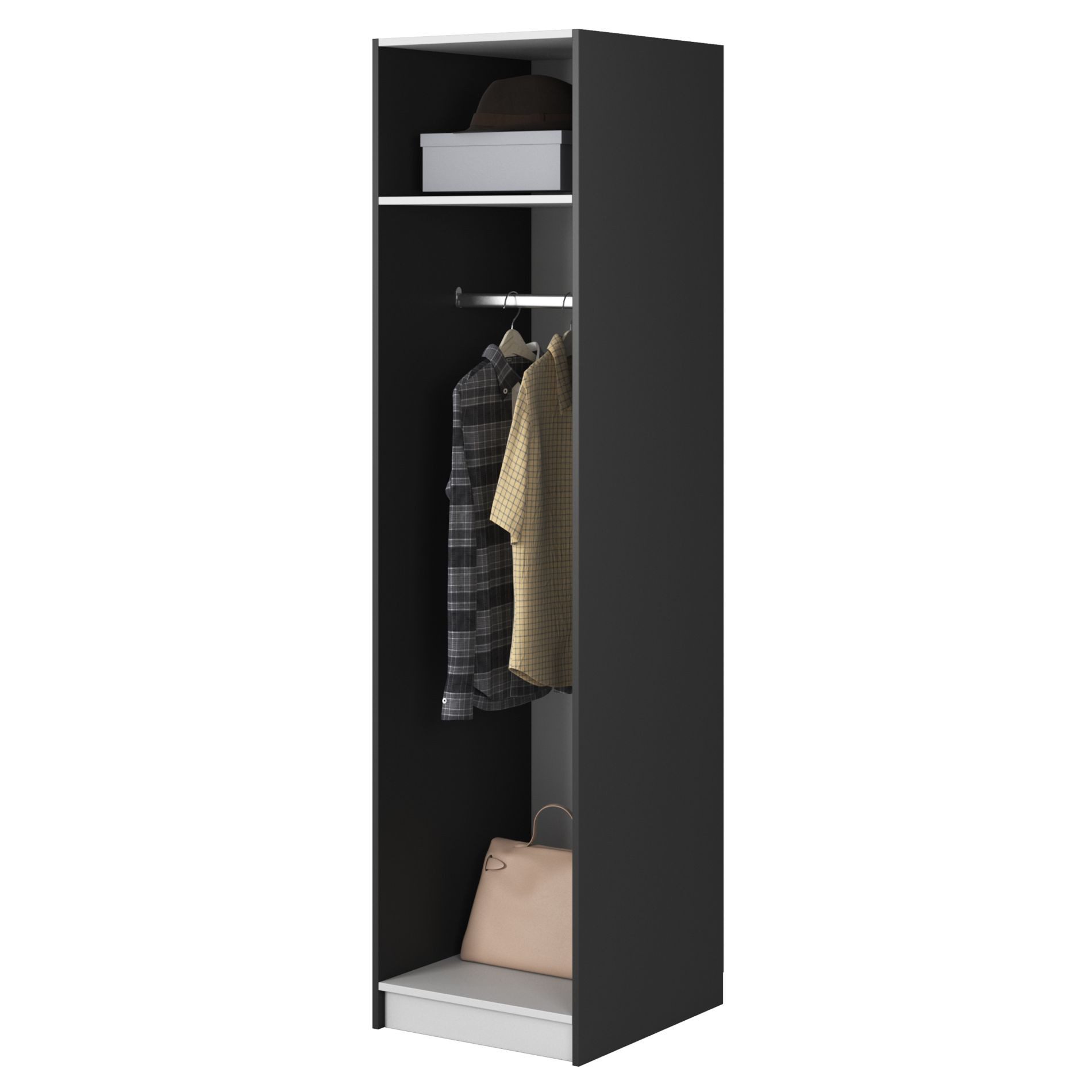 Selsey Kleiderschrank FRAME mit 3D-Optik, flexibler Innenaufteilung & Metallgriffen.