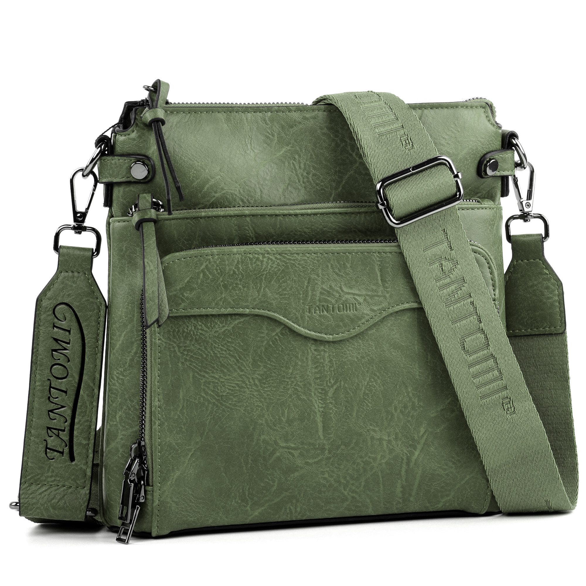 Umhängetasche Damen Schultertasche Mittelgroß, Crossbody Bag mit RFID-Kartenfächern