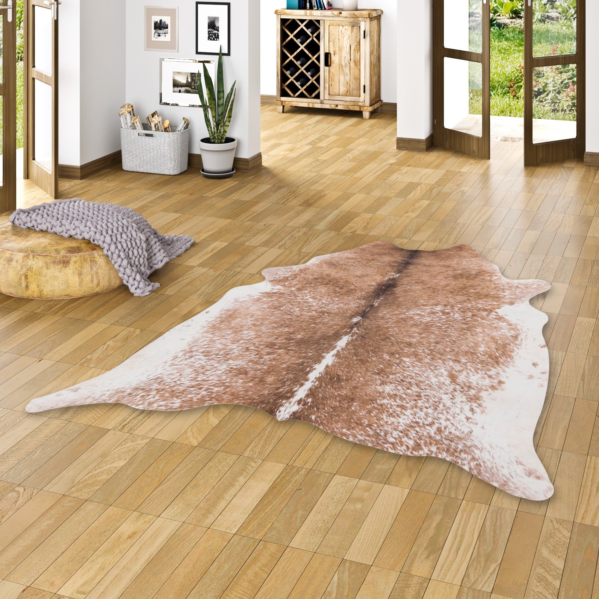 Designteppich Kunstfaser Teppich Rinderfell, Pergamon, Rechteckig, Höhe: 7  mm