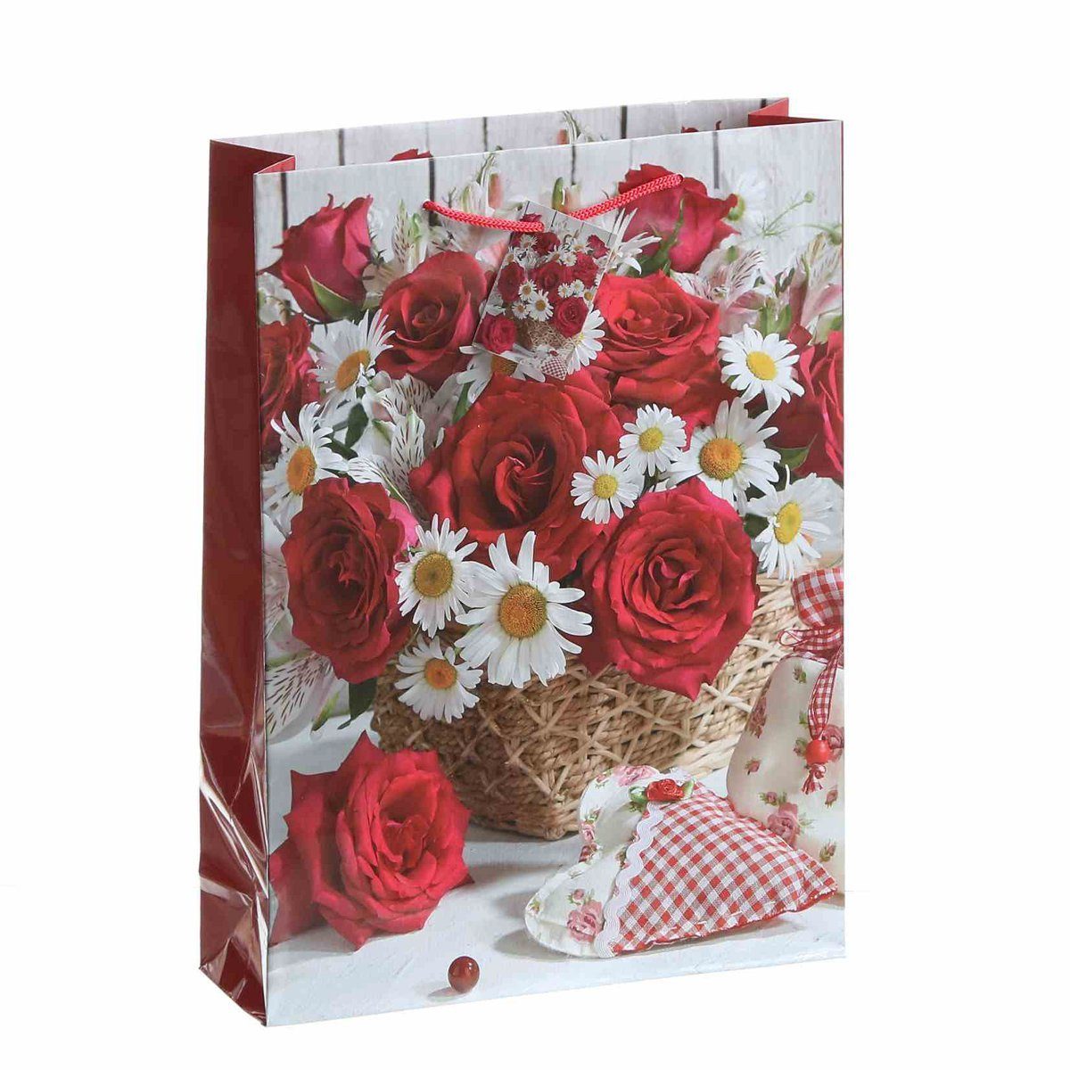 Linoows Tragetasche 10 Stück Große Margeriten, Geschenktüten Rosen Tüten, Papiertragetaschen &