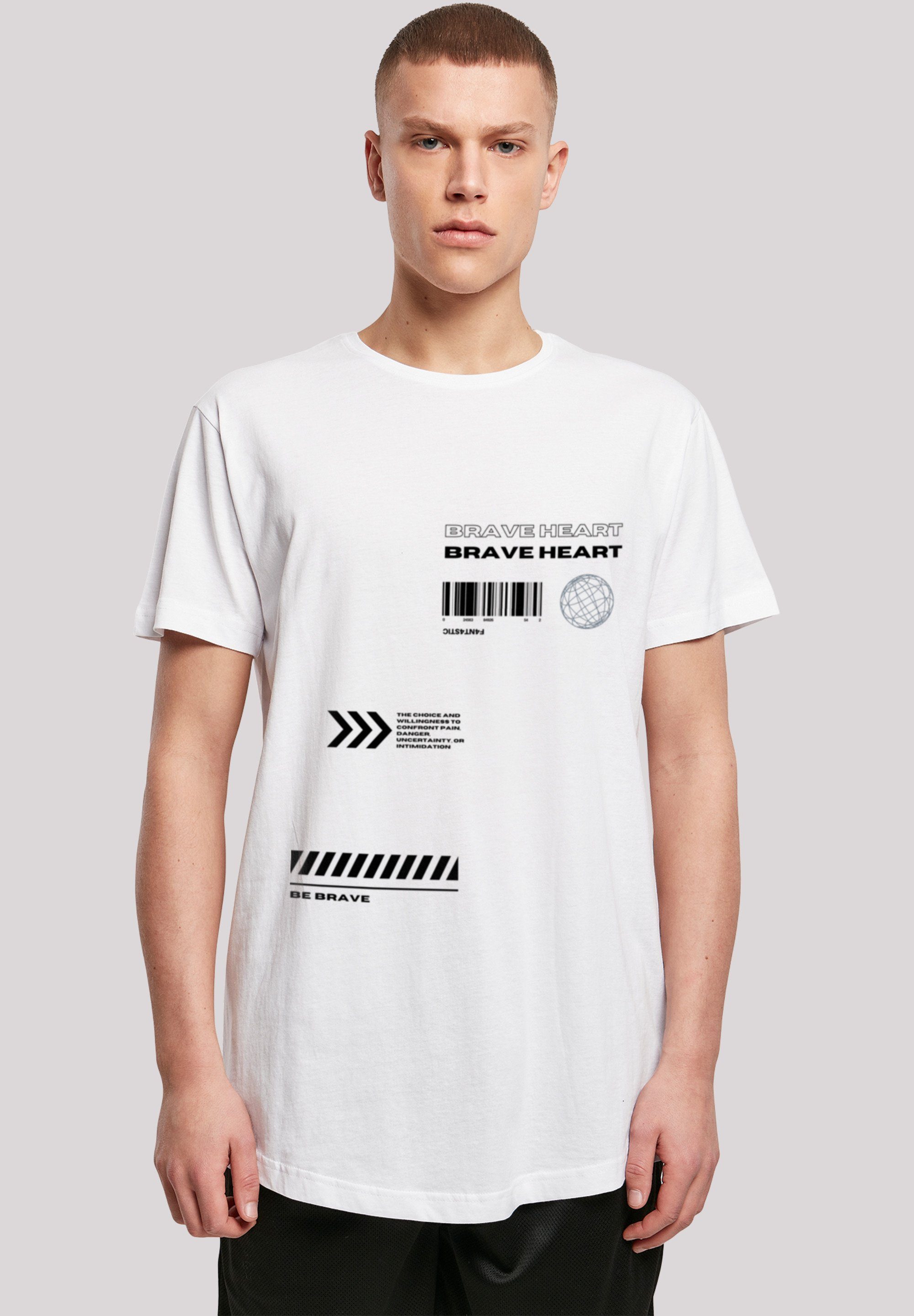 F4NT4STIC T-Shirt Brave Heart LONG TEE Print weiß