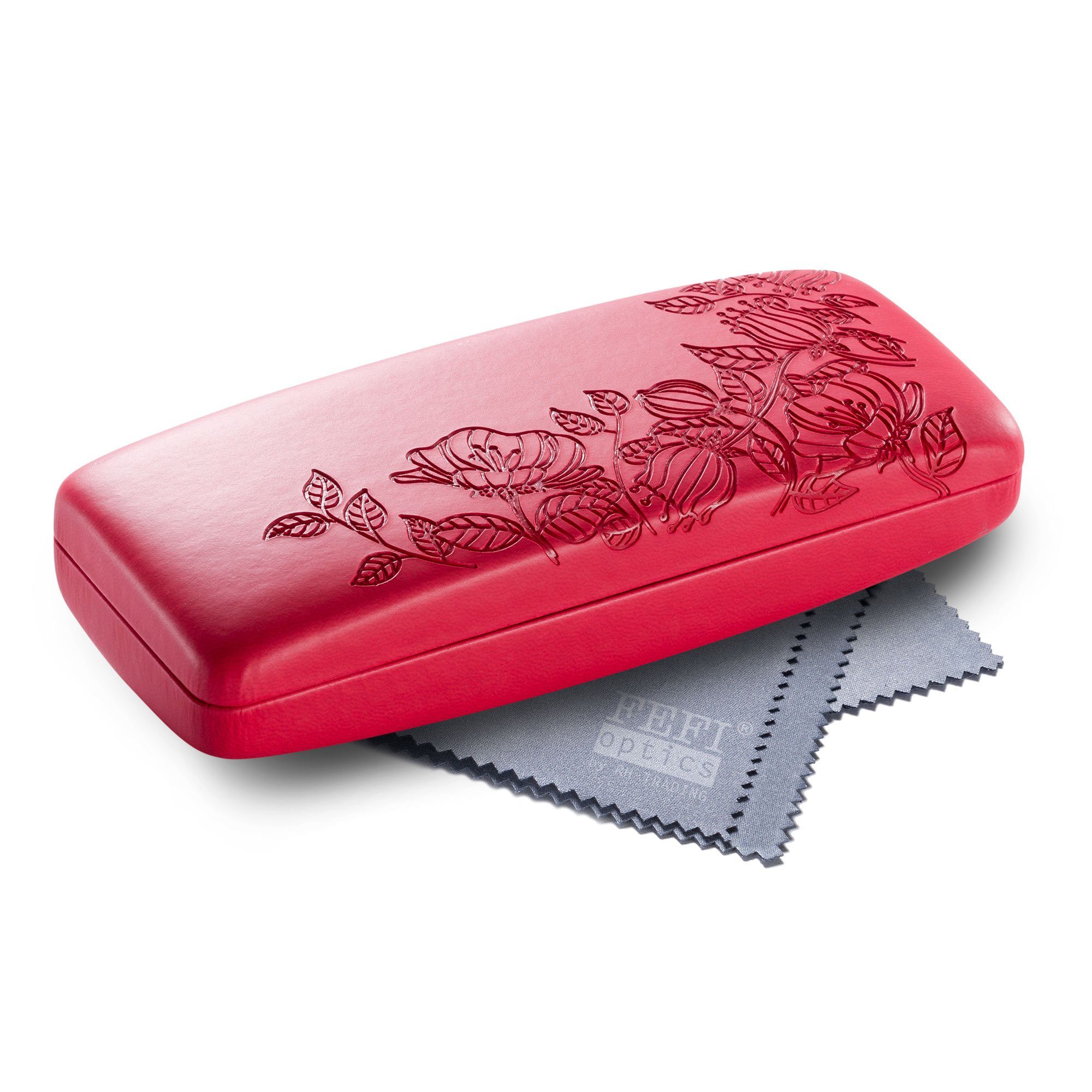 FEFI Brillenetui Hardcase im geprägten Blumen-Design, inklusive Mikrofasertuch