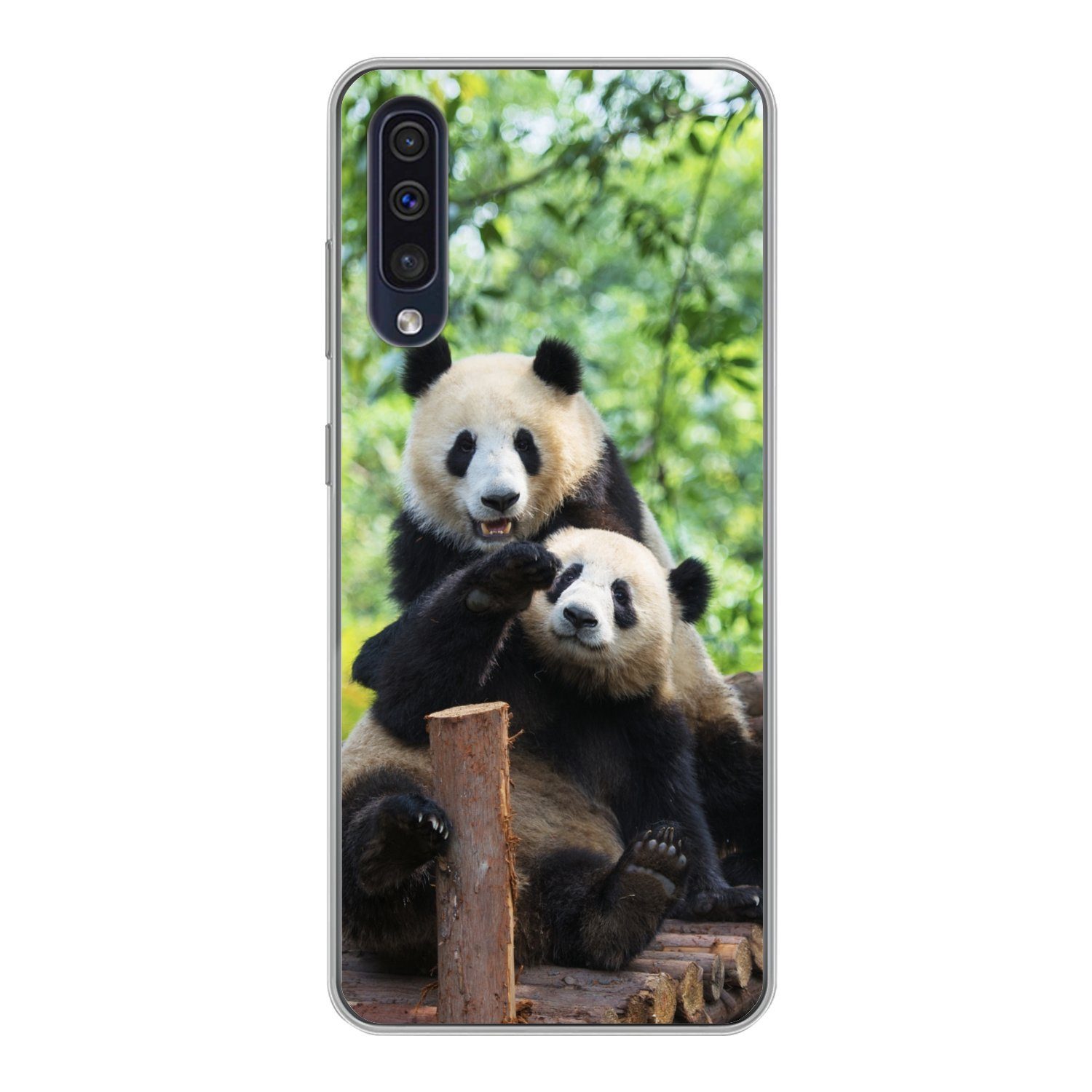 MuchoWow Handyhülle für Samsung Galaxy A30s Panda - Brücke - Natur, Smartphone-Bumper, Print, Handy Schutzhülle Dünn