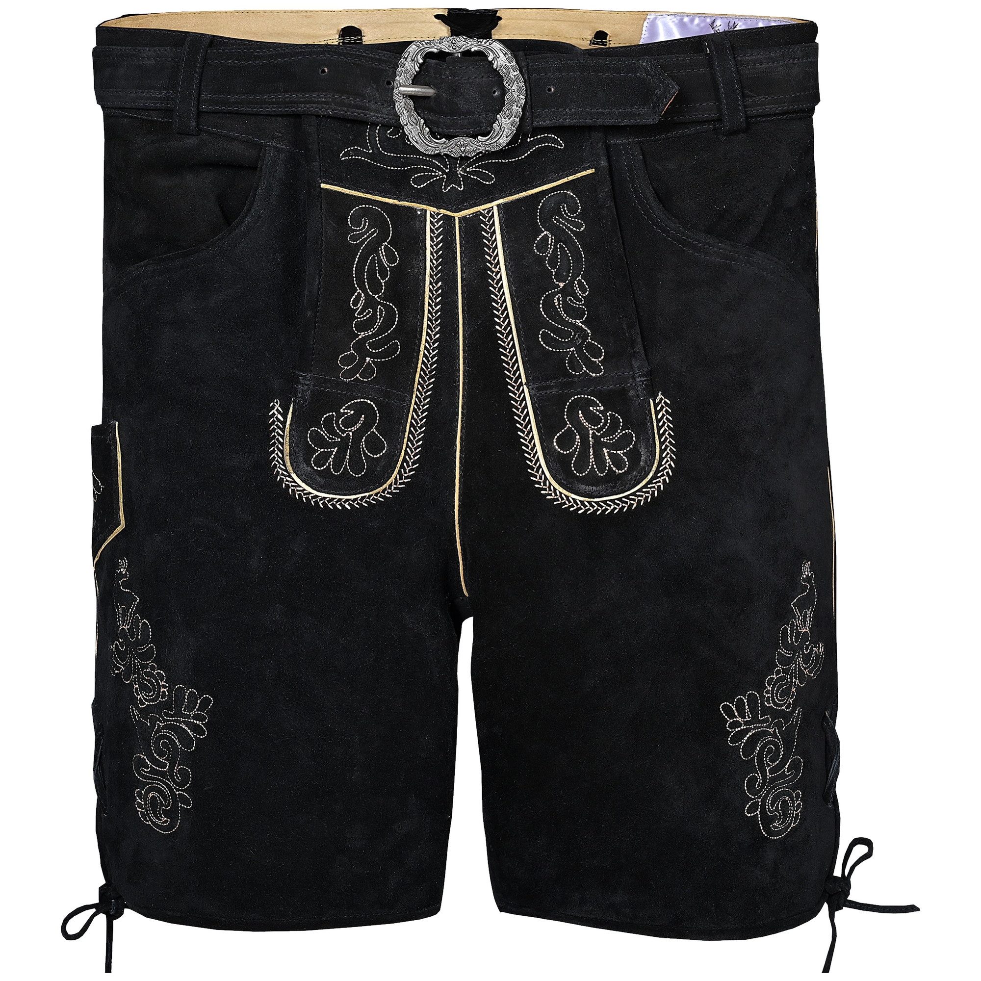 German Wear Trachtenlederhose GW720 Gürtel1902 kurze Trachtenlederhose Lederhosen mit Gürtel
