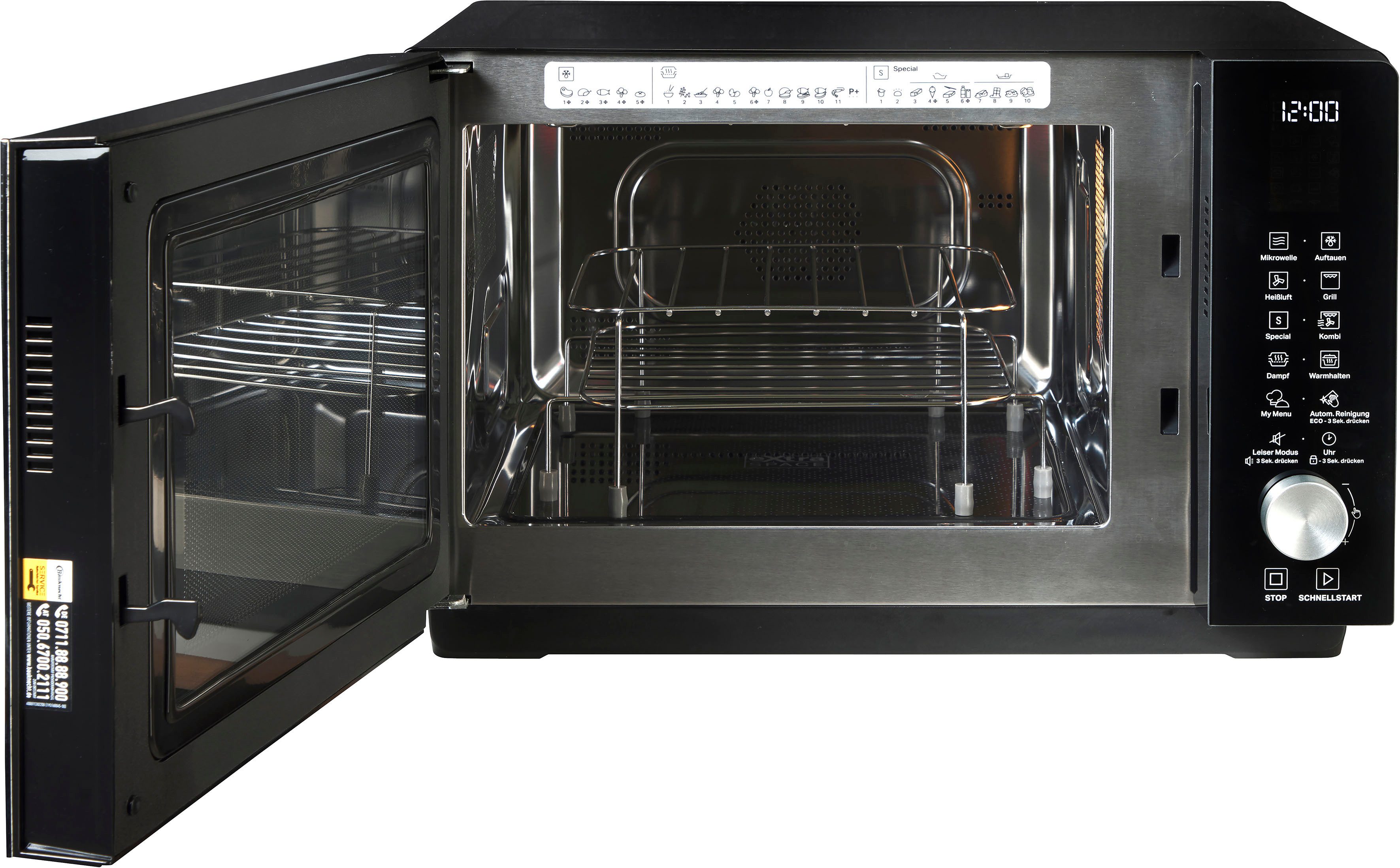 BAUKNECHT Mikrowelle MF 255 B, Grill, Heißluft, Mikrowelle, 25 l, intelligente Technologie ohne Drehteller