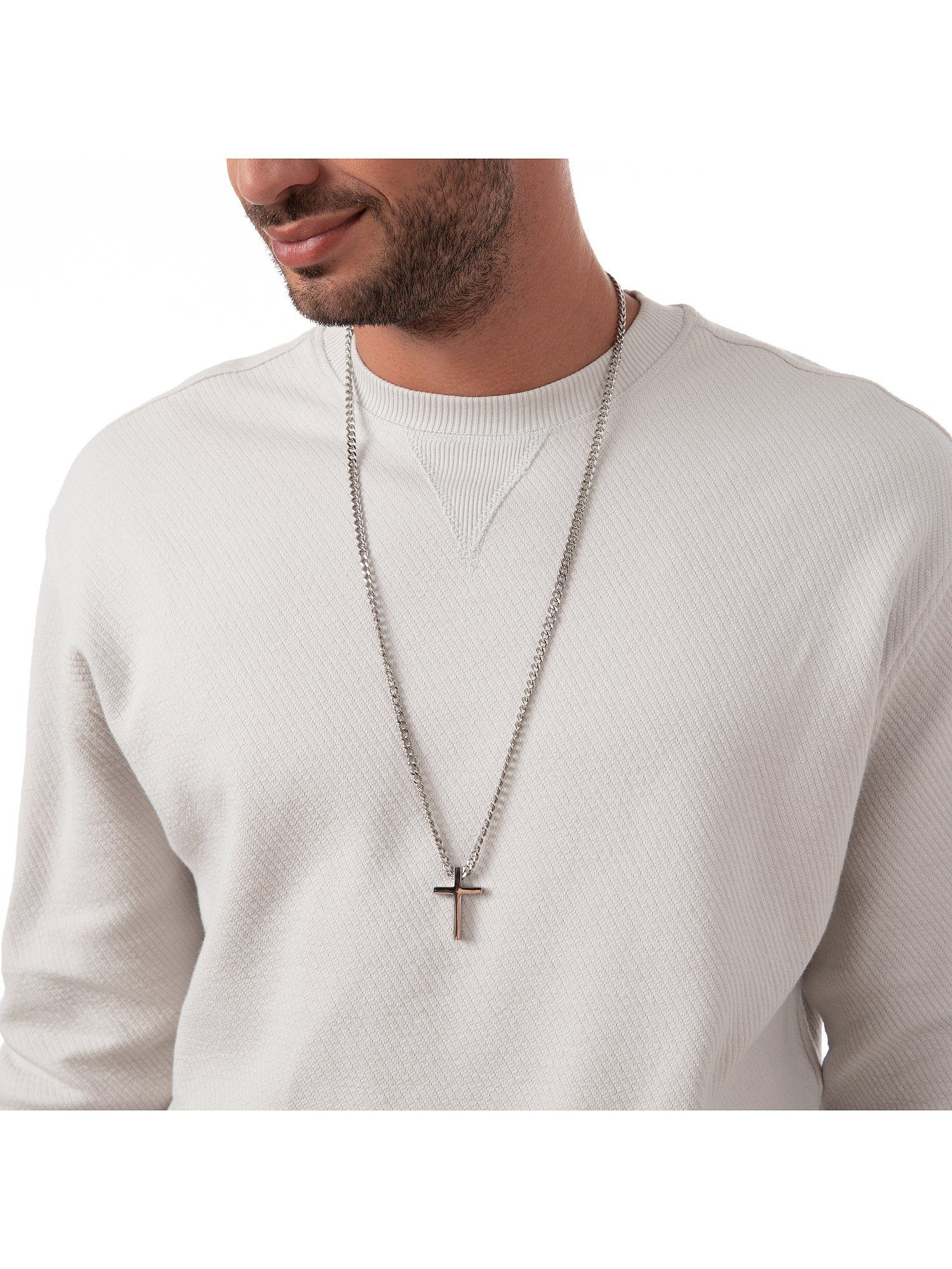 FAVS Collier FAVS Herren-Kette Edelstahl Kreuz