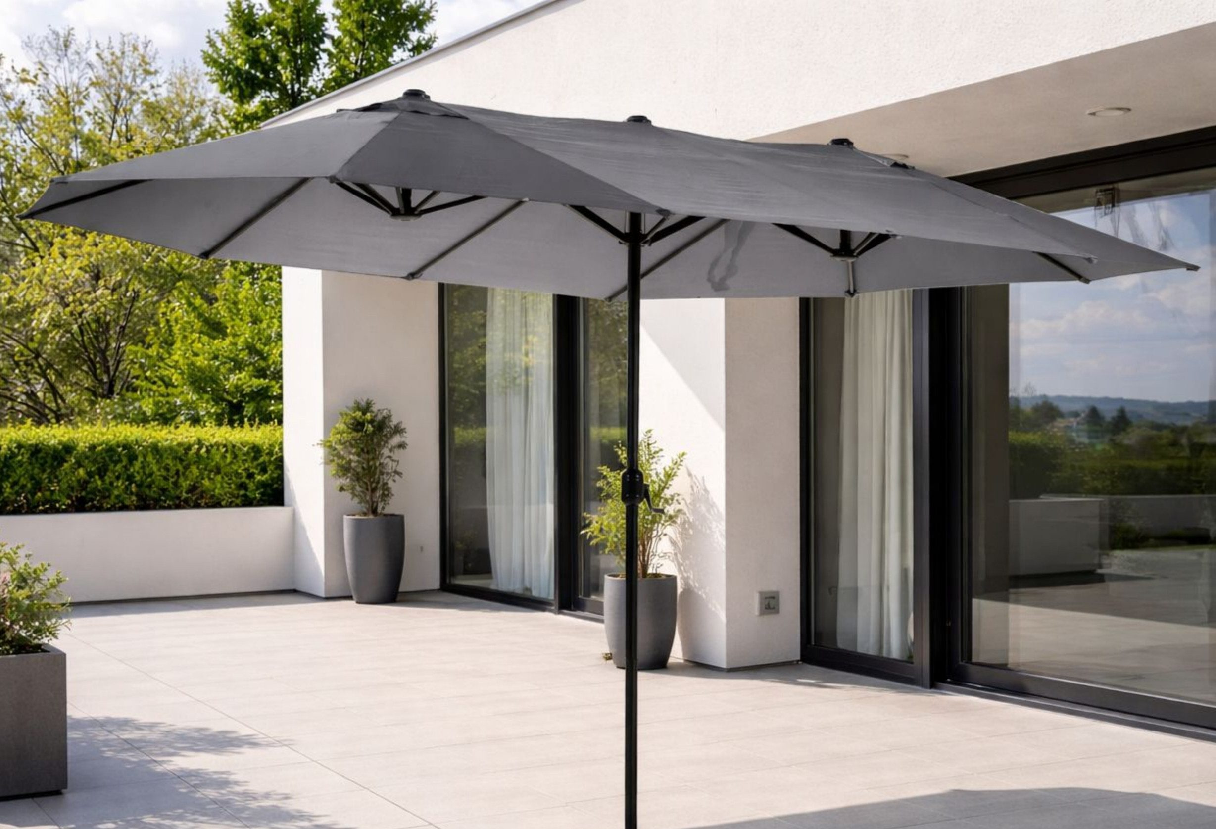 Leco Sonnenschirm Oval-Sonnenschirm Doppel-Sonnenschirm "DAS ORIGINAL" 4,6x2,7x2,45 m, LxB: 460x270 cm, 460 x 270 x H 245 cm