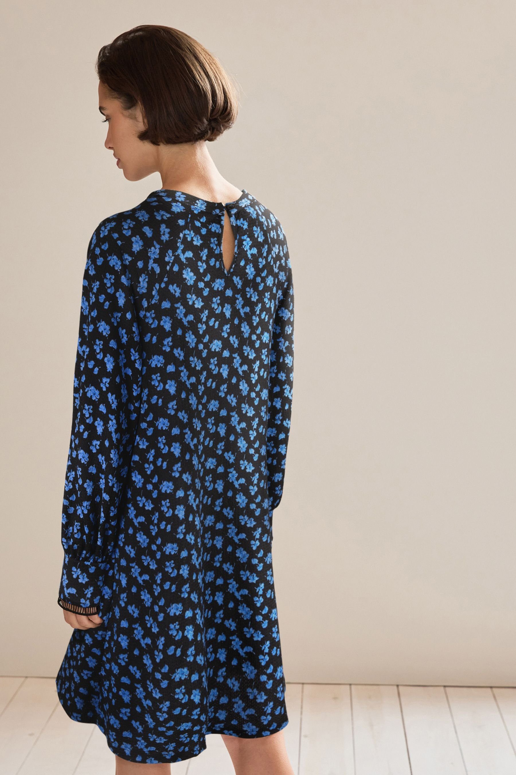Next Minikleid Langarm-Minikleid mit Gitterdetail, Kurzgröße günstig online kaufen