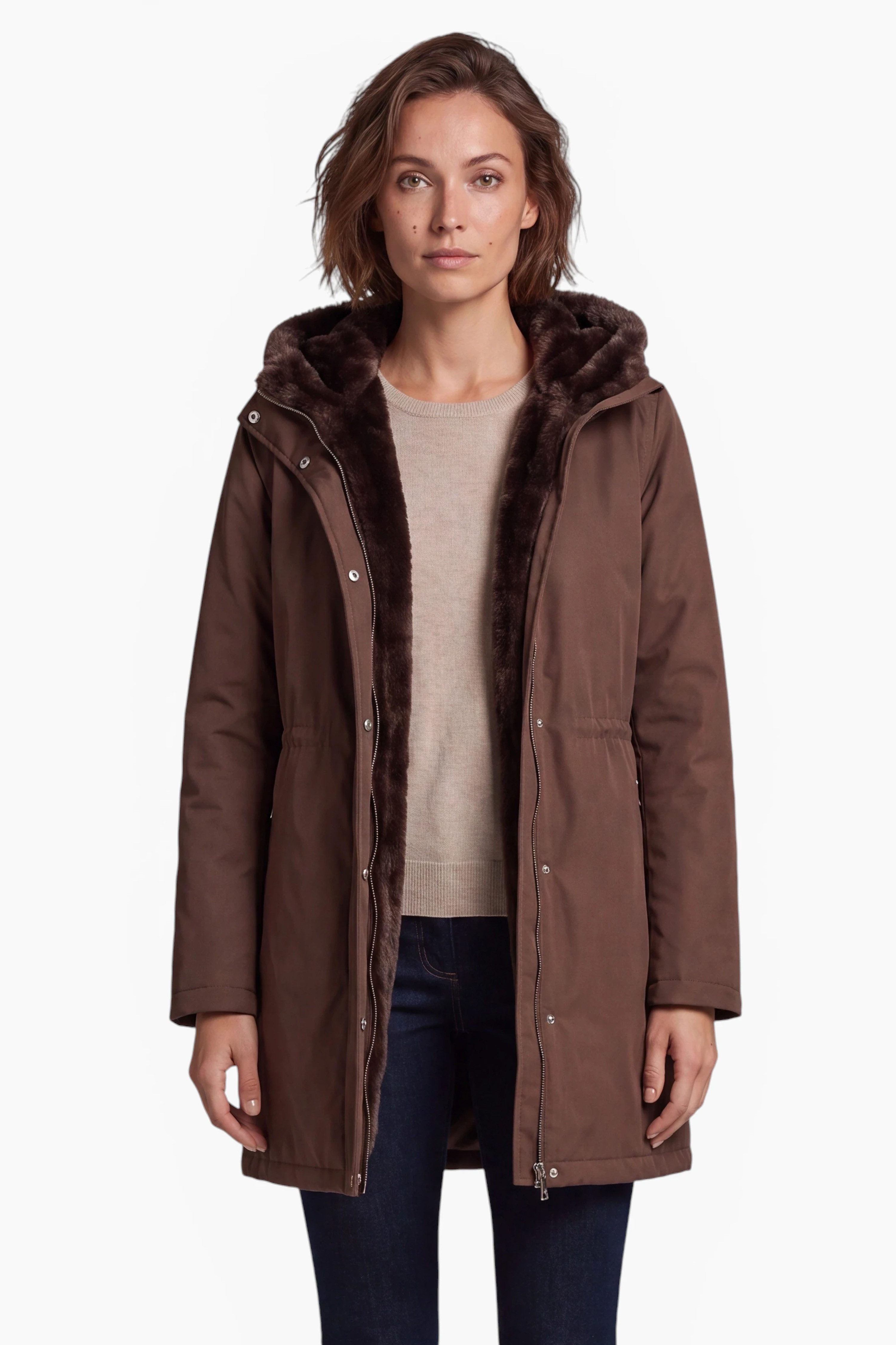 FUNK since 1776 Parka Parka mit separat tragbarem Webpelz-Innenfutter – 3 Tragevarianten separat tragbare Innenjacke