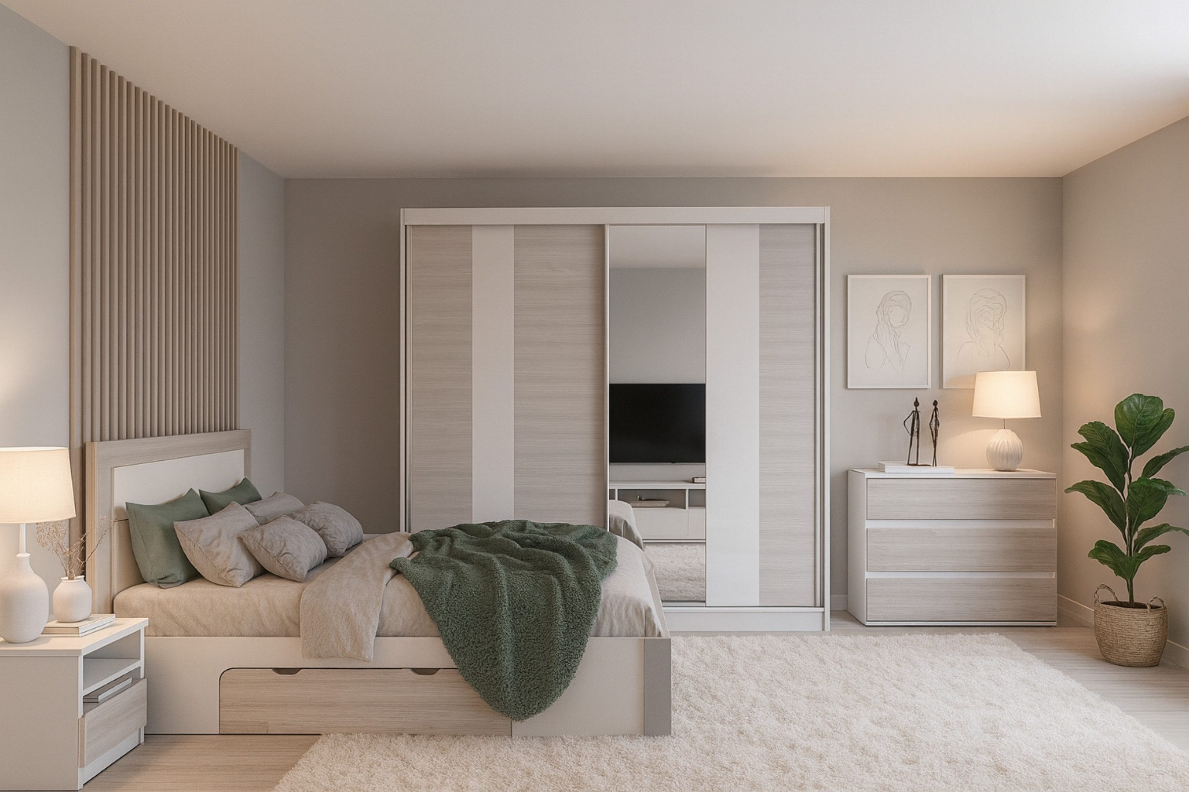 Deine Möbel 24 Bettgestell HEAVEN Bett 160x200 cm mit Beleuchtung Schlafzimmer (Set, 3-tlg., Matratze optional), kombinierbar mit Nachttischen, Schränken und Ko – Bild 5 von 5