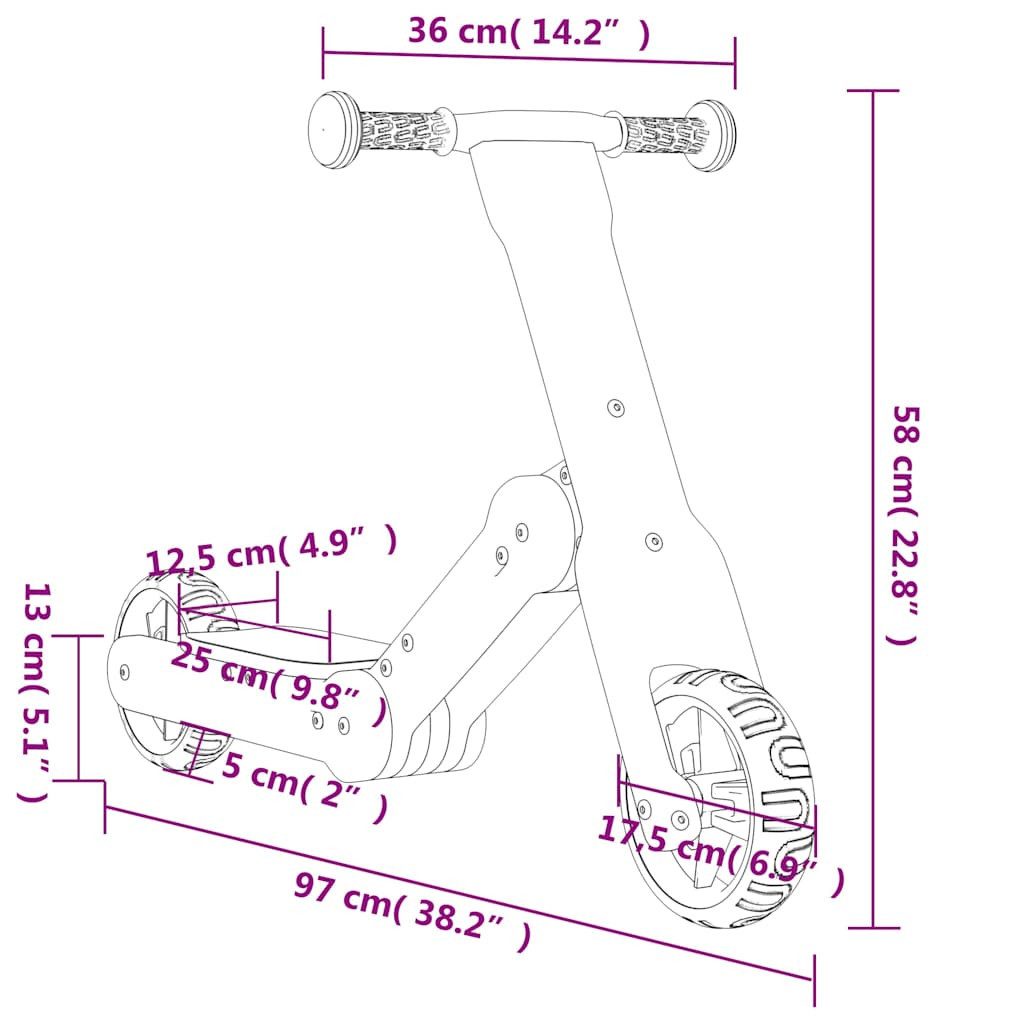 vidaXL Tretfahrzeug Kinderroller 2-in-1 Rot