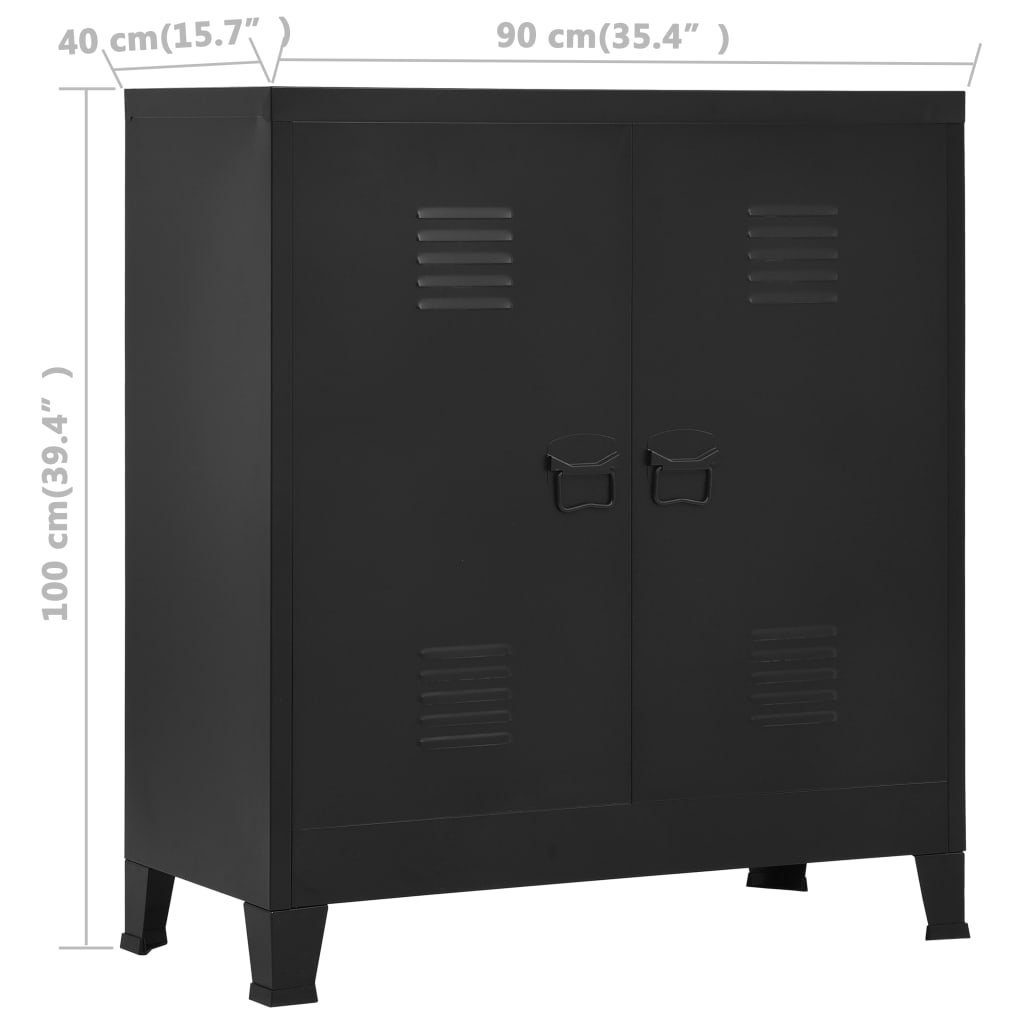 in Schwarz Türen Spind 40x90x100 möbelando (LxBxH: 3010959 Fächern mit 3 und cm) 2 aus Metall