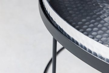 riess-ambiente Couchtisch ELEMENTS Ø60cm silber / schwarz (Set, 2-St), Wohnzimmer · Metall · rund · abnehmbare Platte · Hammerschlag Design