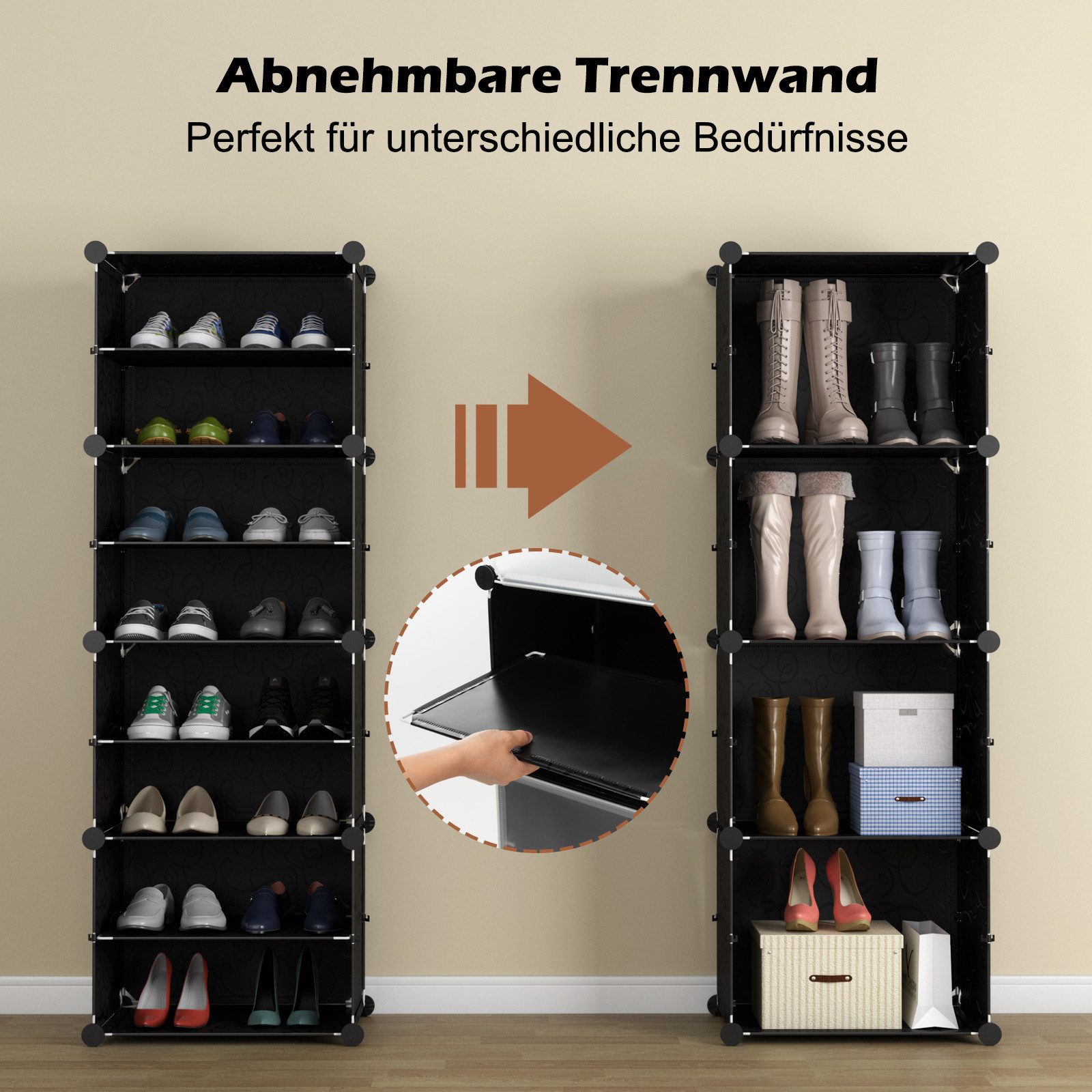 COSTWAY Schuhregal, Schuhschrank mit 12 Fächern für 48 Paar Schuhe DIY