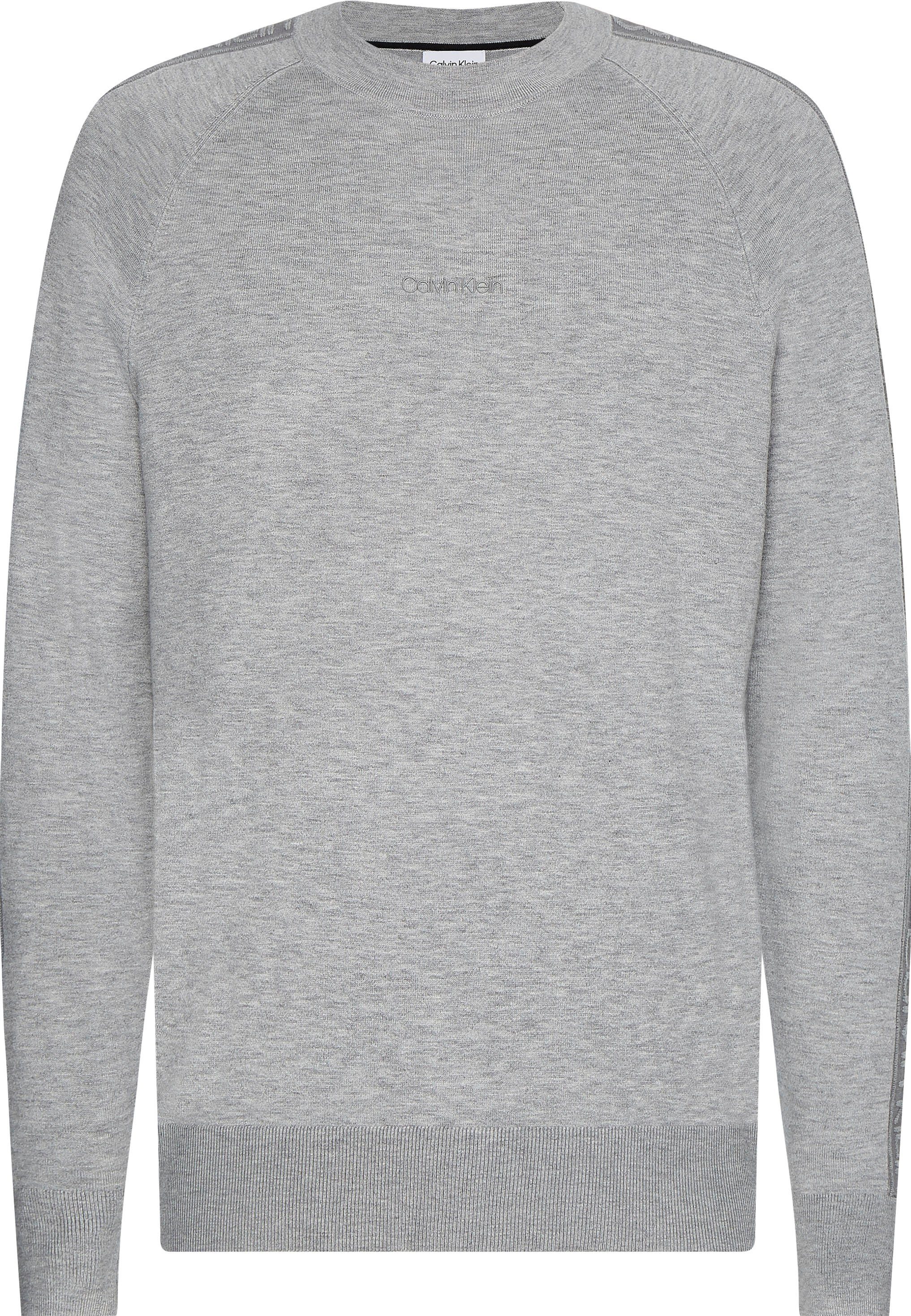 Calvin Klein Rundhalspullover LOGO JACQUARD SWEATER mid grey heather | Rundhalspullover