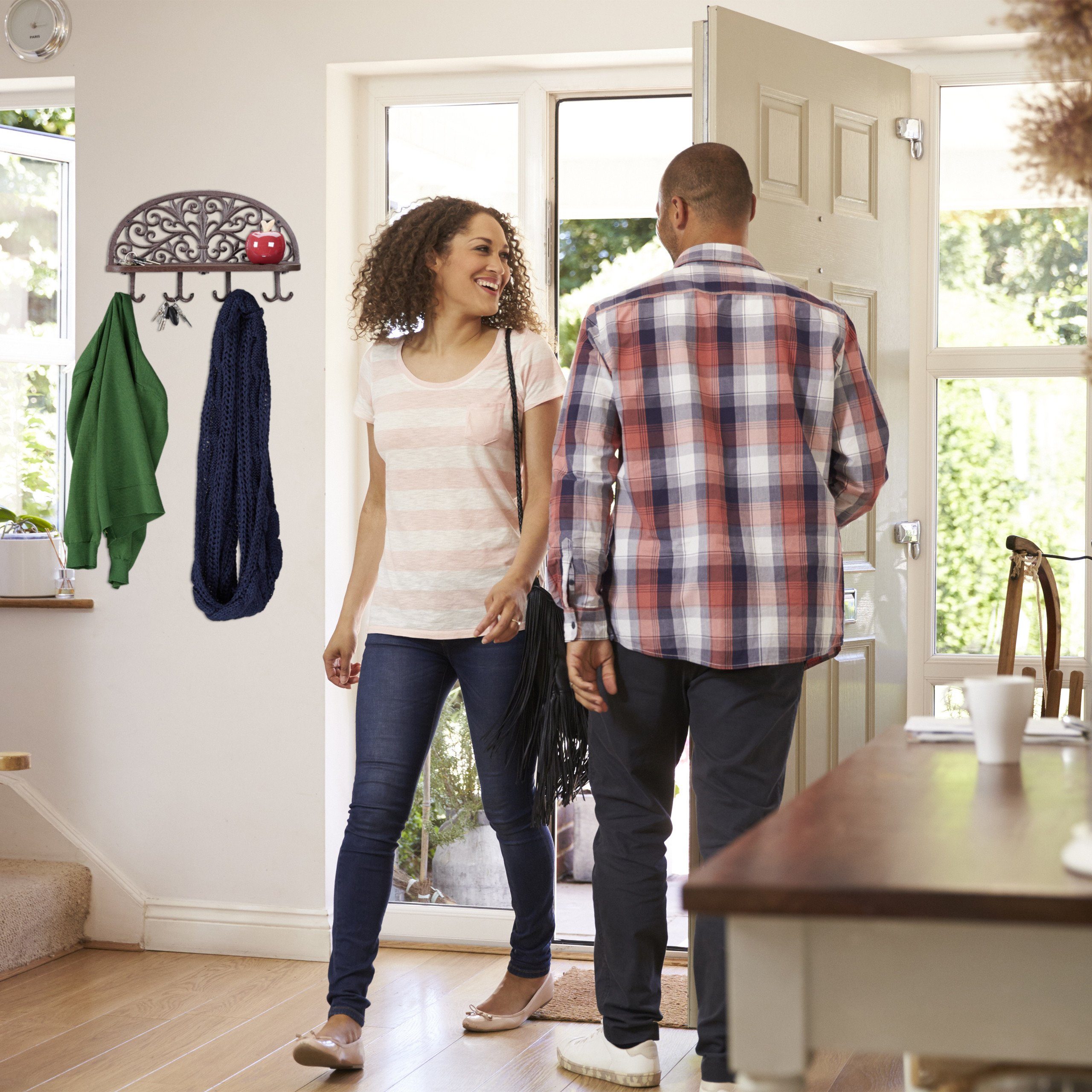 relaxdays Wandgarderobe mit Ablage, weiß