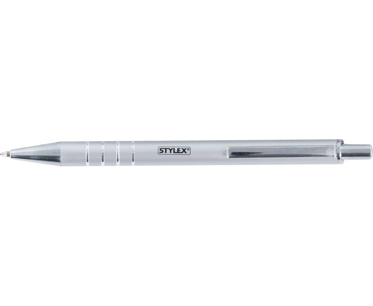 Stylex Schreibwaren Kugelschreiber Metall-Druckkugelschreiber / Farbe: silber