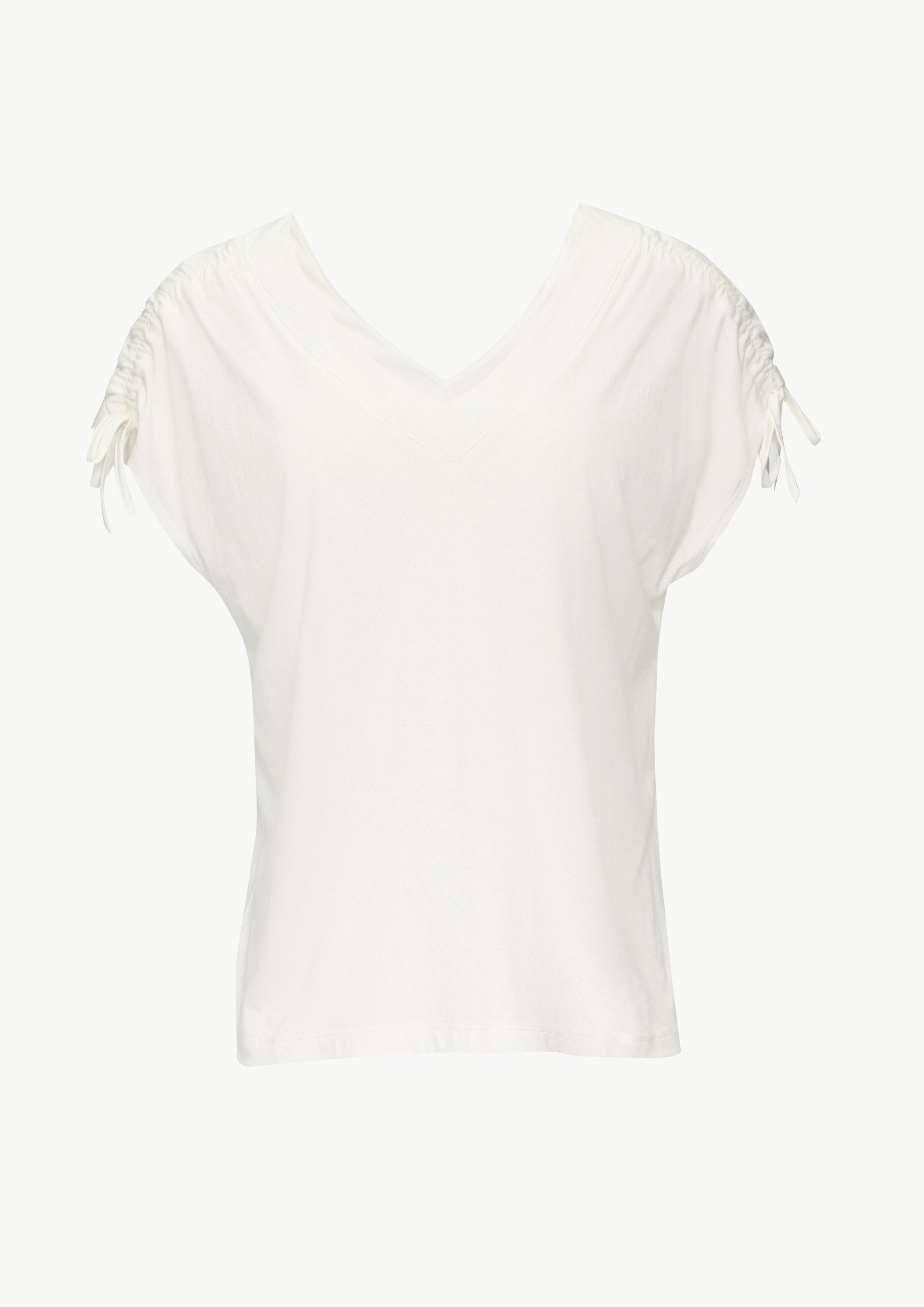 s.Oliver Kurzarmshirt V-Neck Shirt mit Raffung günstig online kaufen