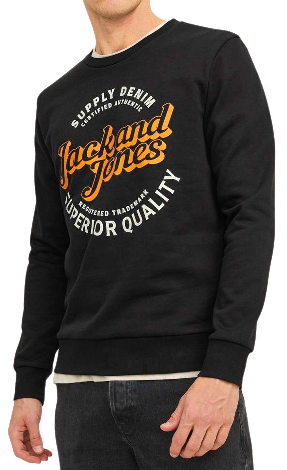 Jones Sweatmix Pullover (2er-Pack) Logo 7 Print Sweatshirt Jack flauschiger Doppelpack &